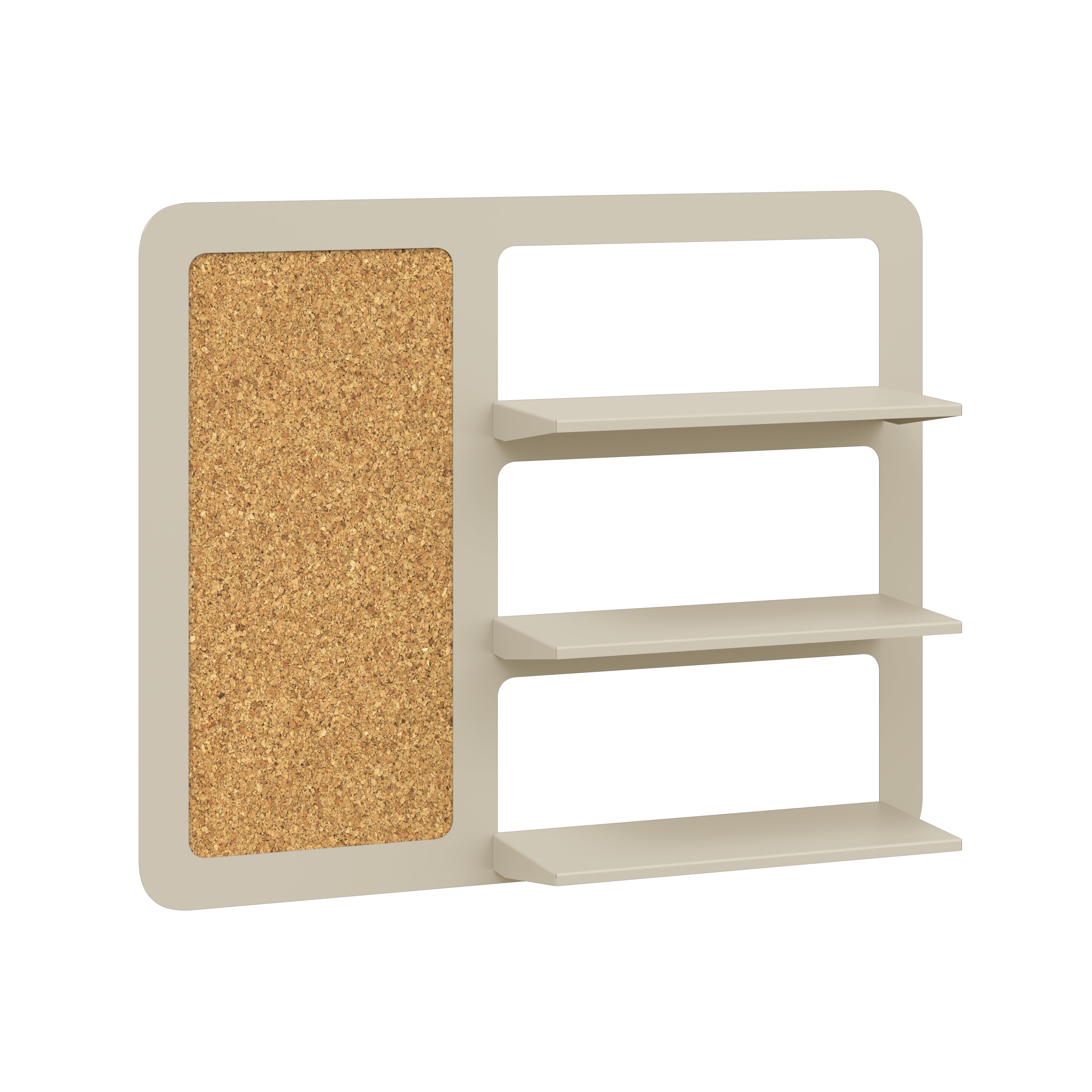 Place triple shelf with pinboard