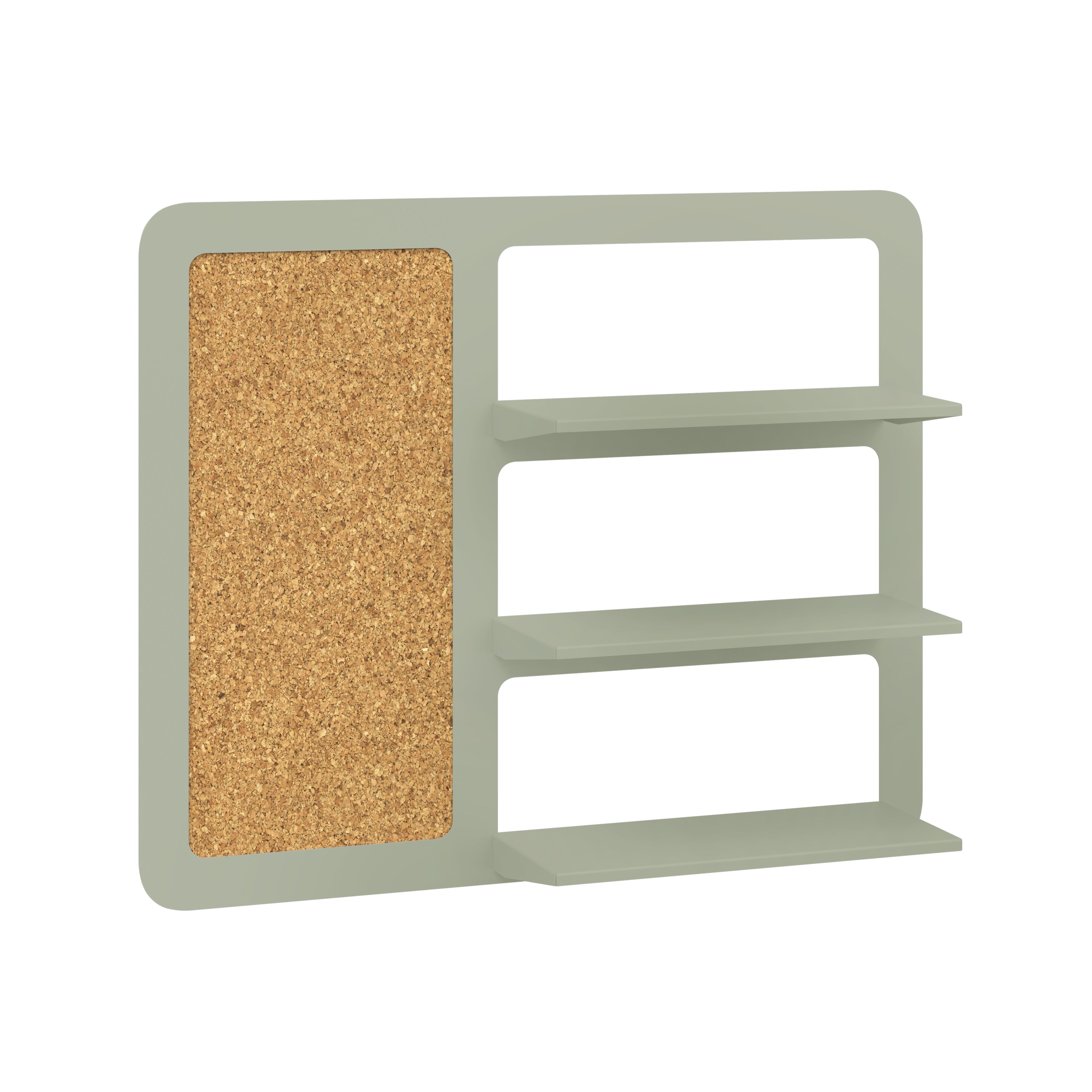 Place triple shelf with pinboard