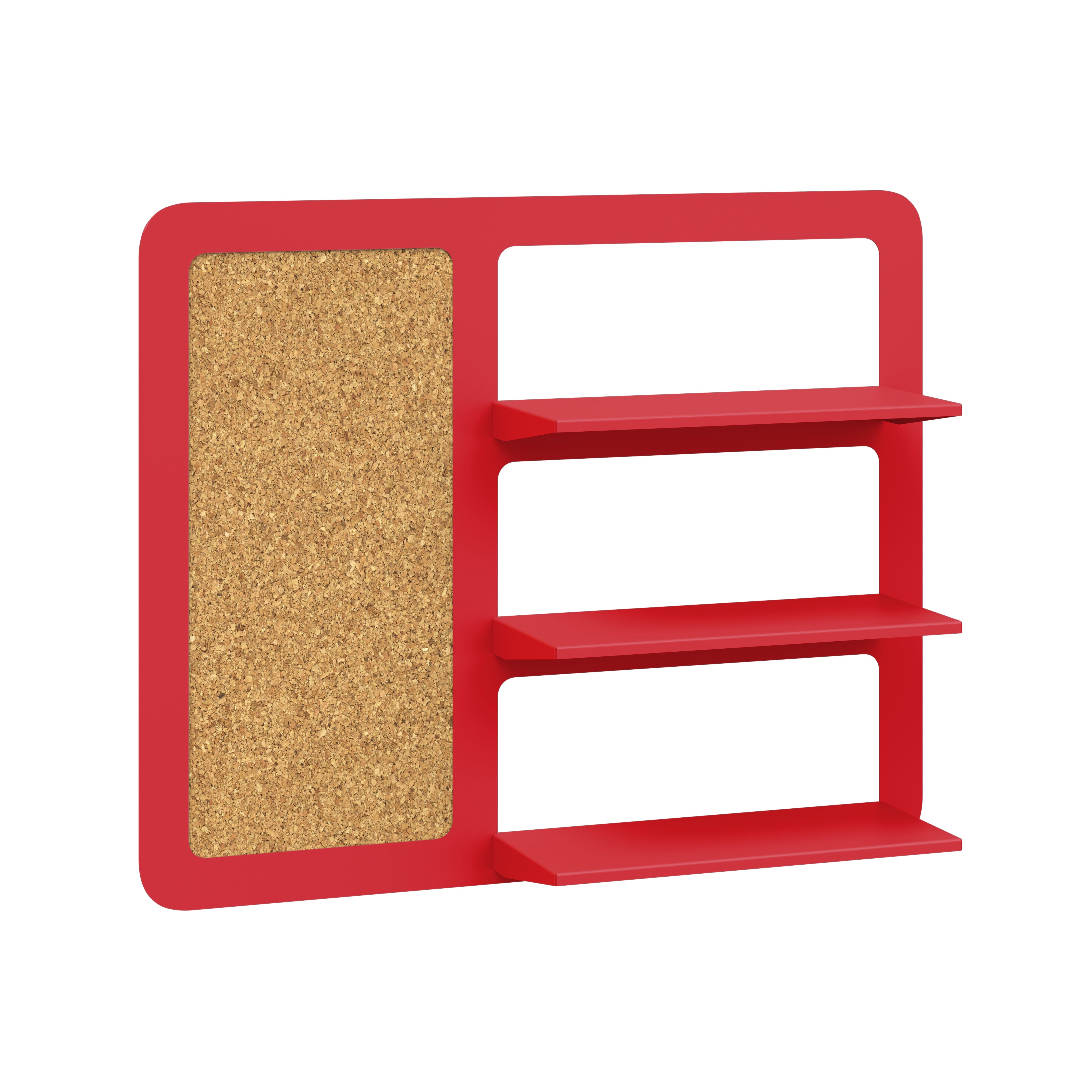 Place triple shelf with pinboard