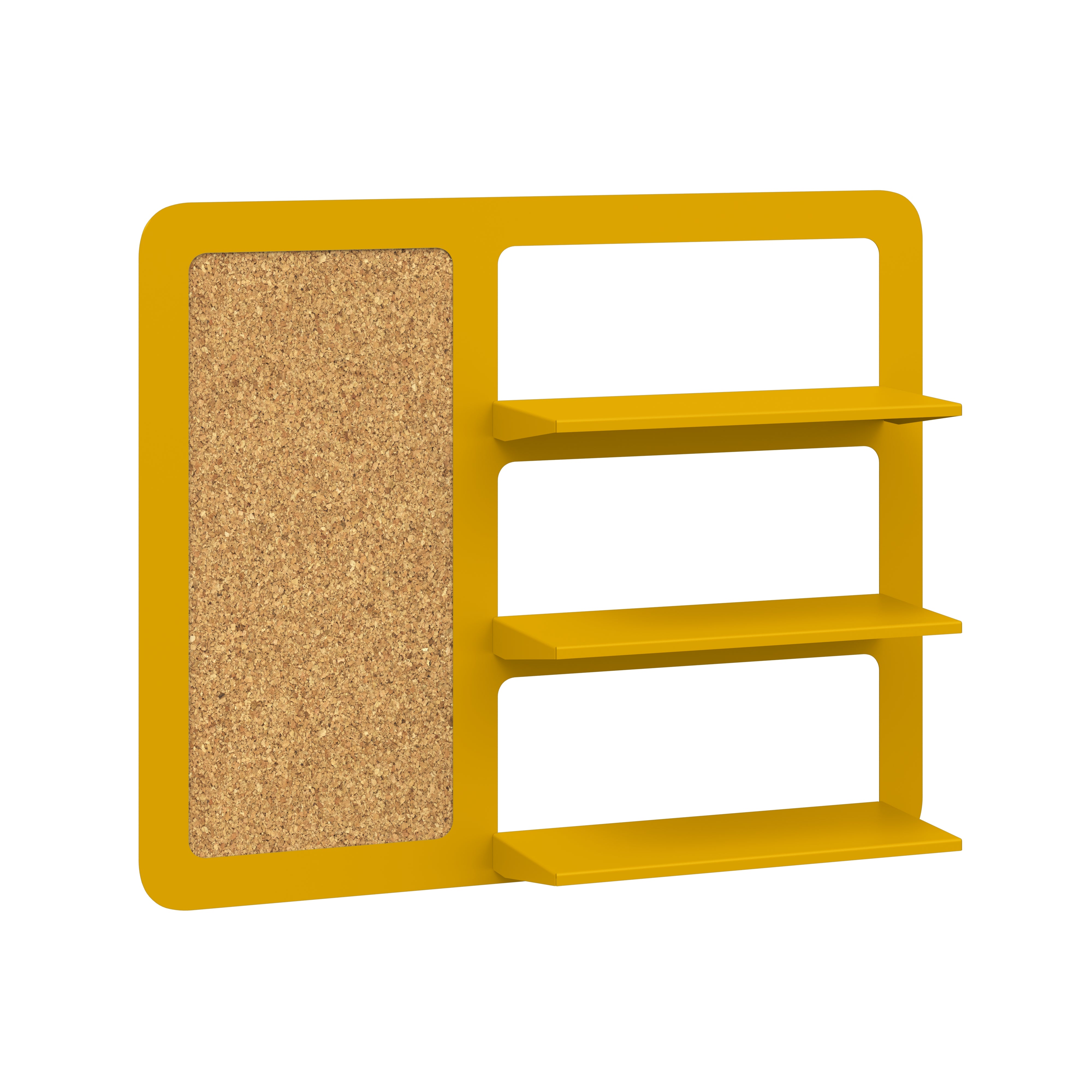 Place triple shelf with pinboard