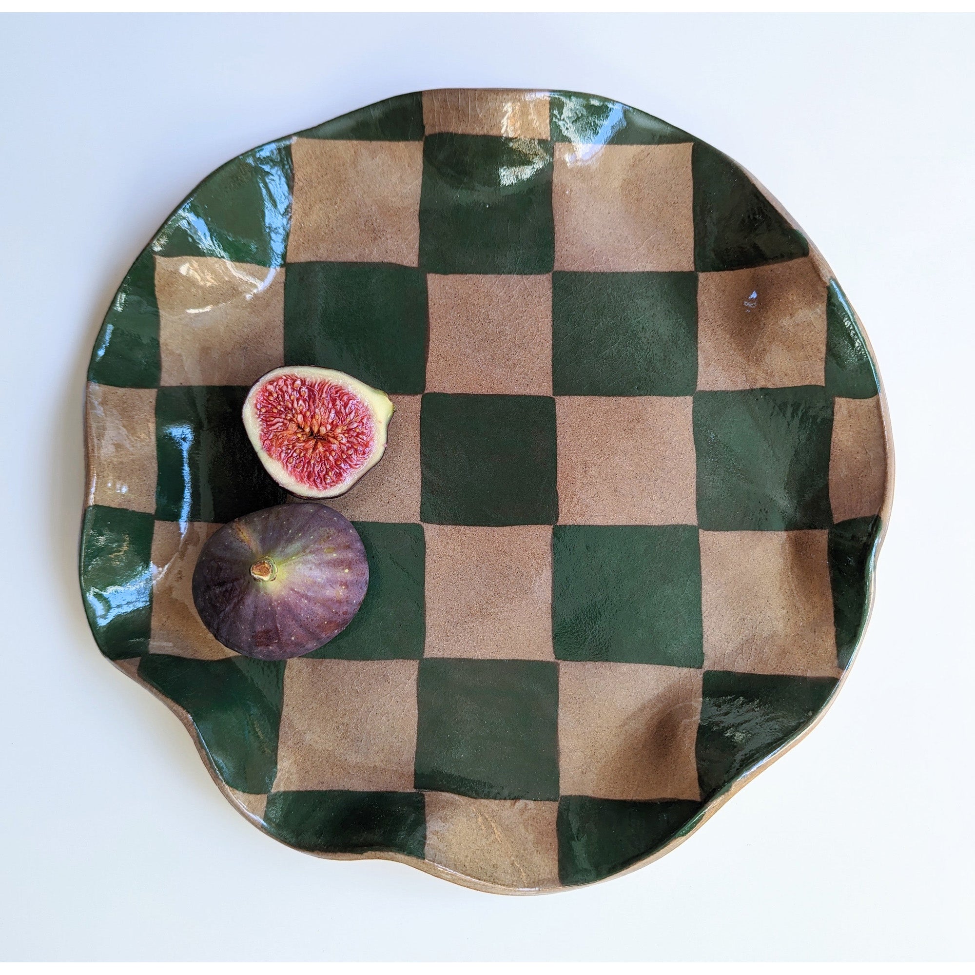 Green Wavy Check Serving Platter