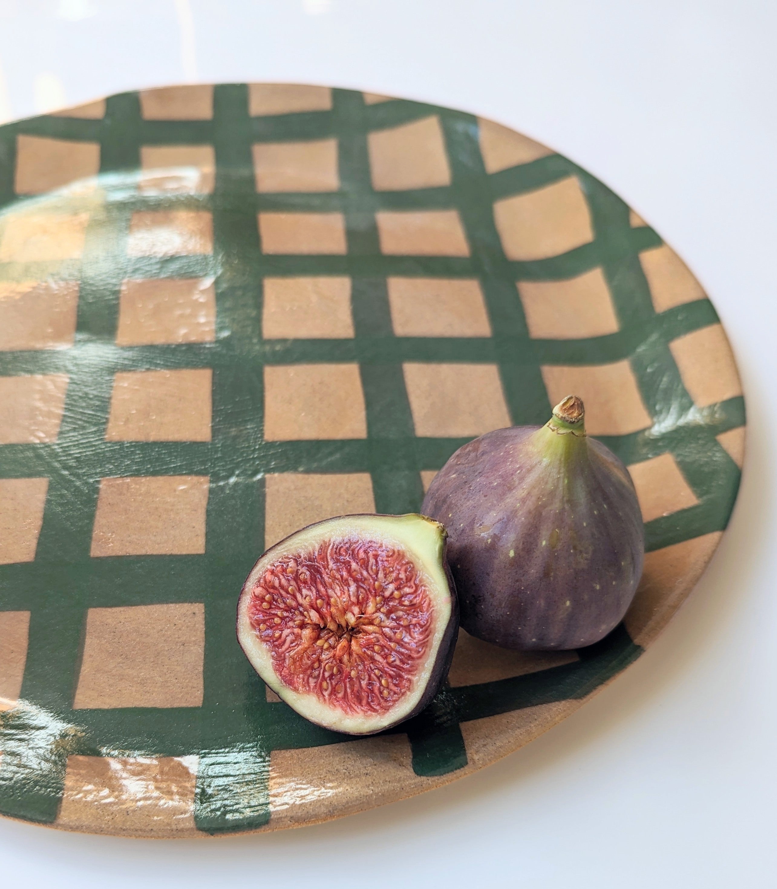 Green Gingham Serving Platter