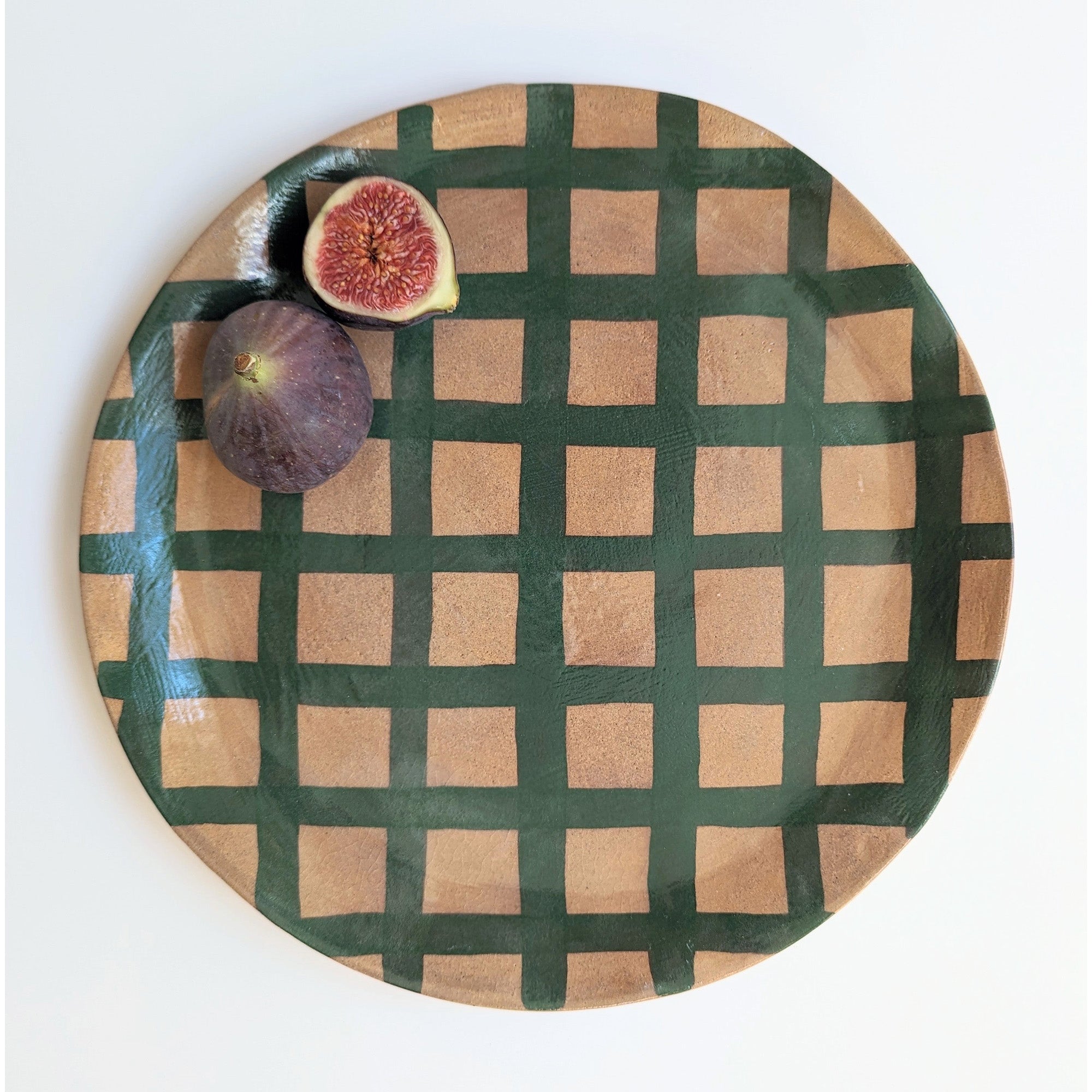 Green Gingham Serving Platter