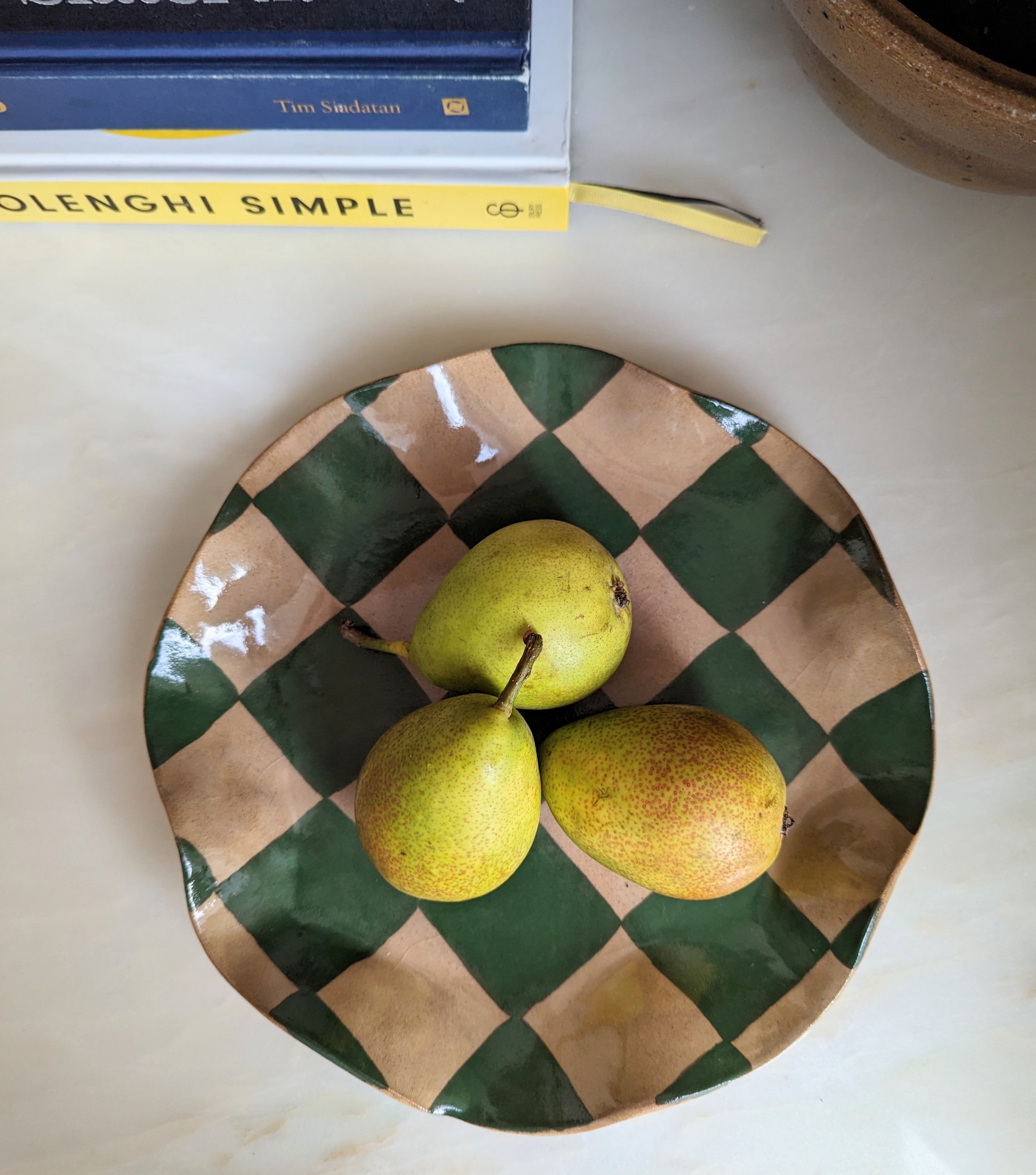 Green Wavy Check Serving Platter