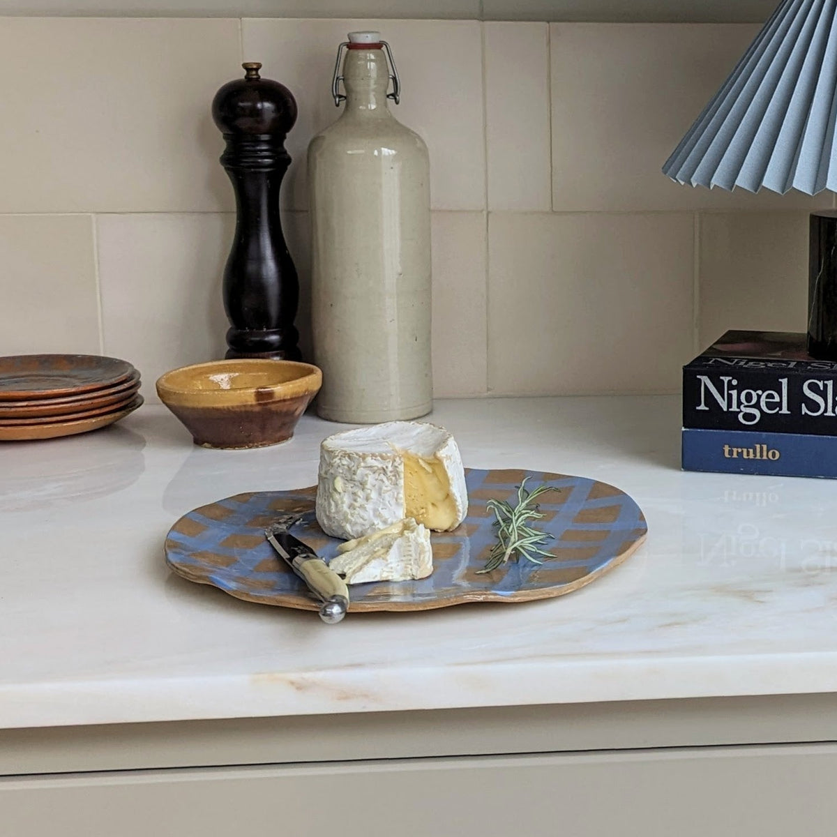 Baby Blue Gingham Serving Platter