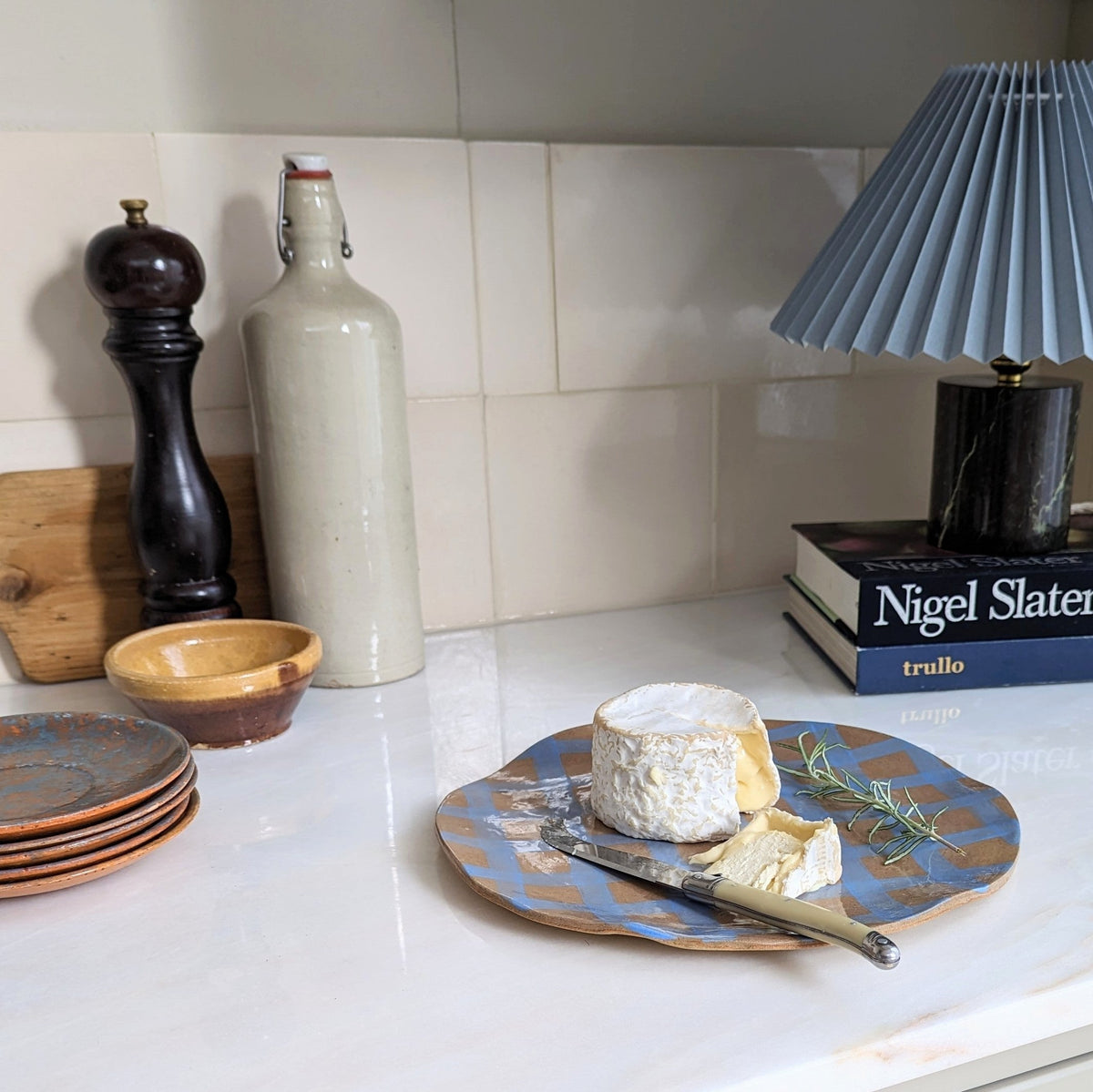 Baby Blue Gingham Serving Platter