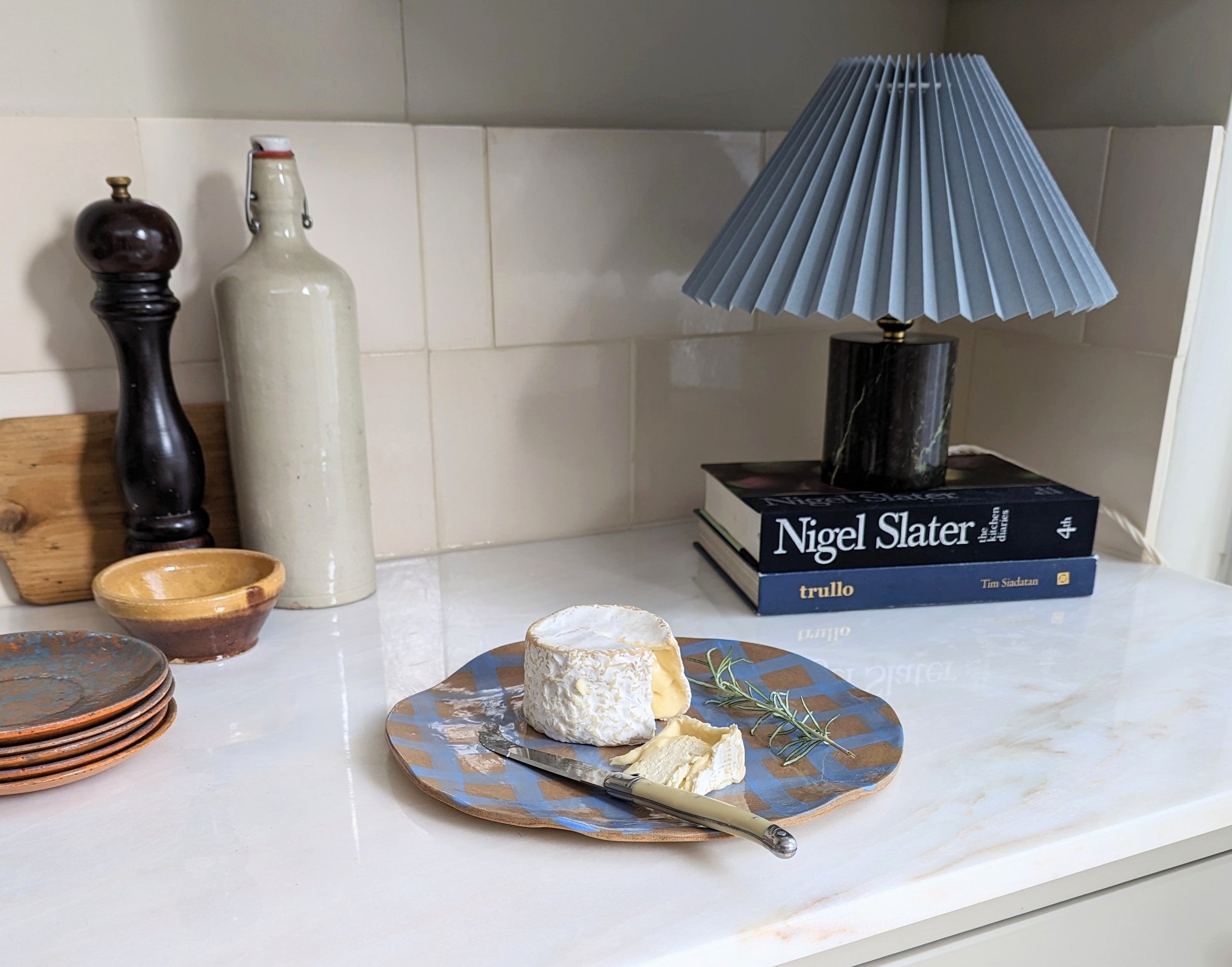 Baby Blue Gingham Serving Platter