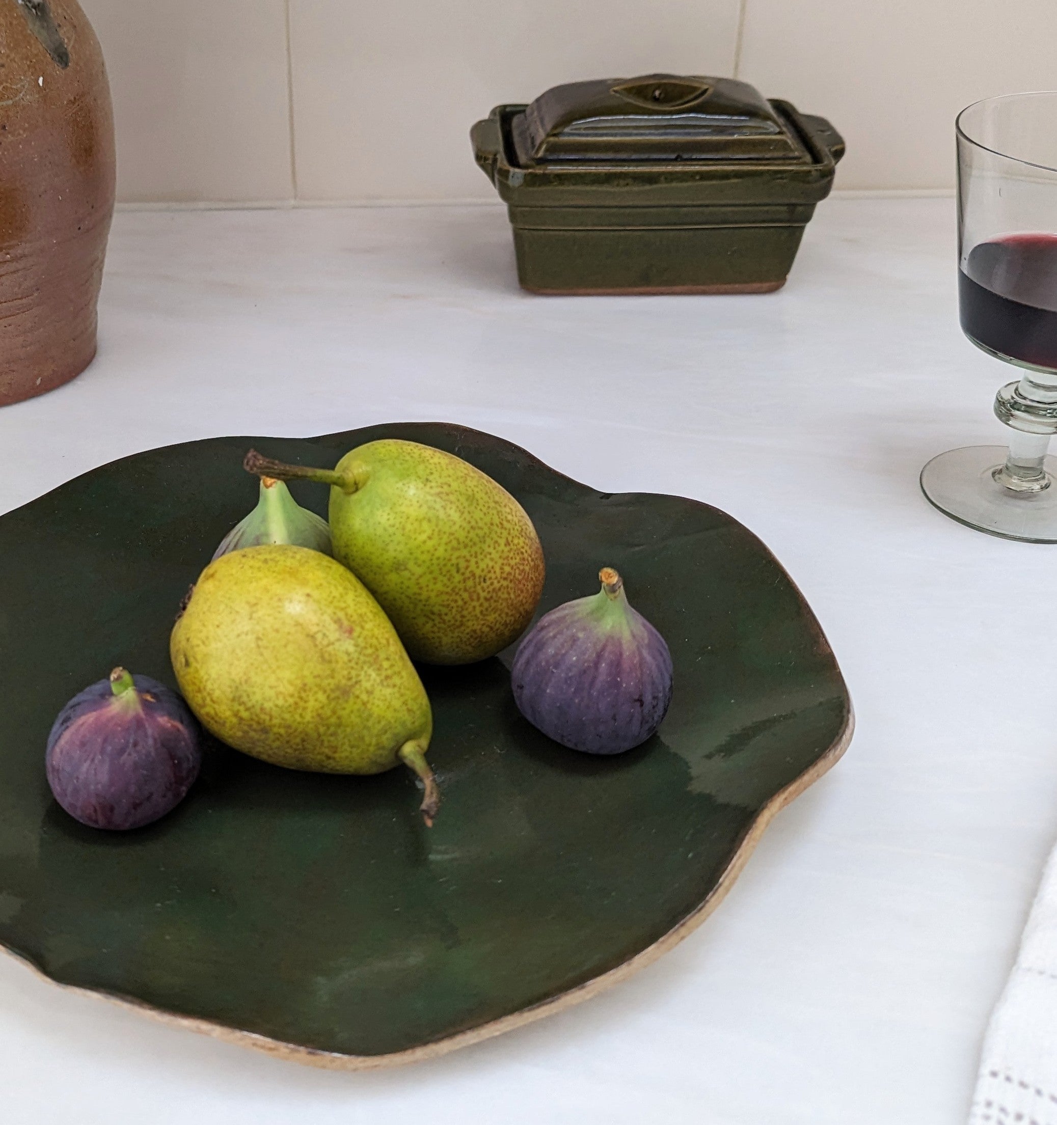 Deep Green Wavy Serving Platter