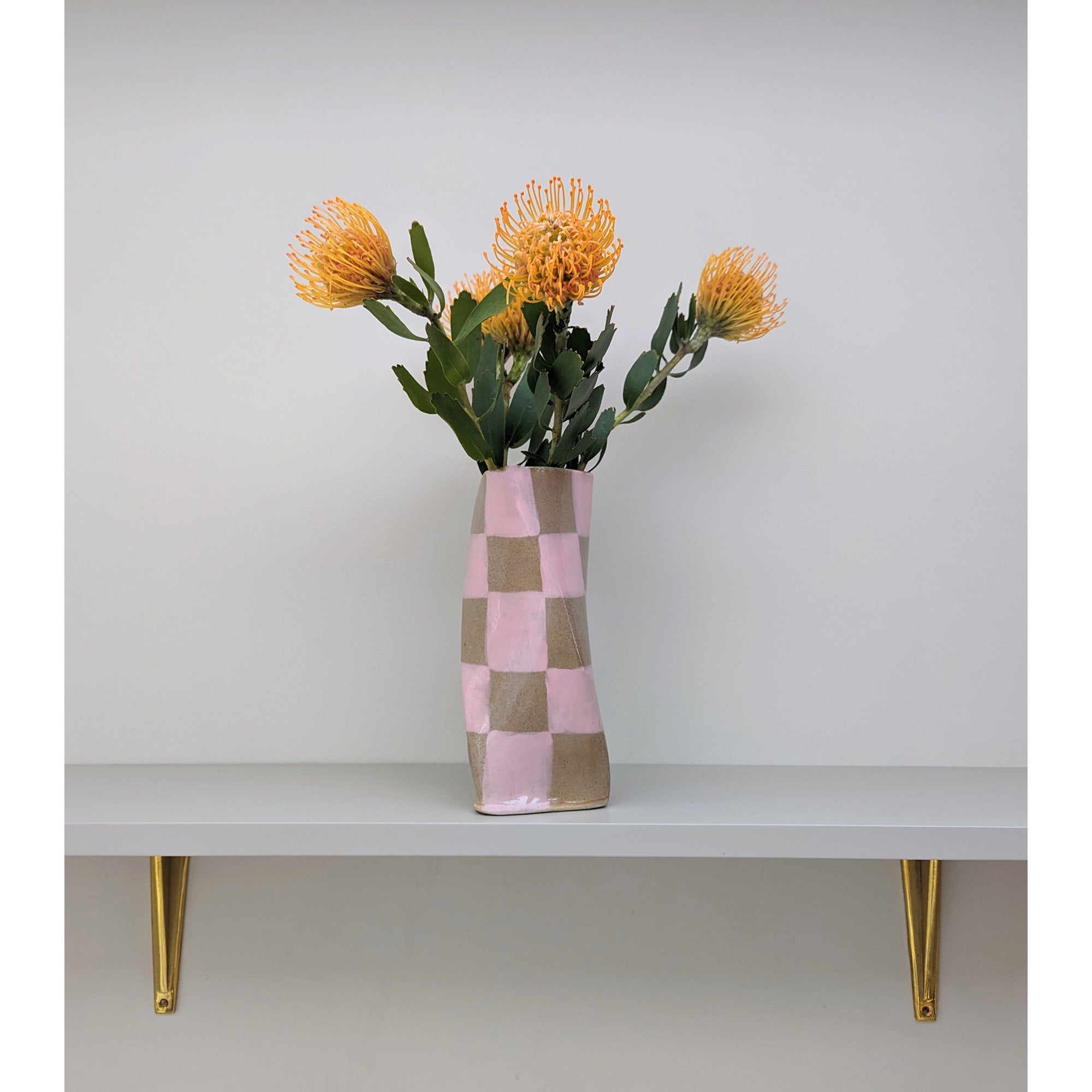 Pink Check Twist Vase