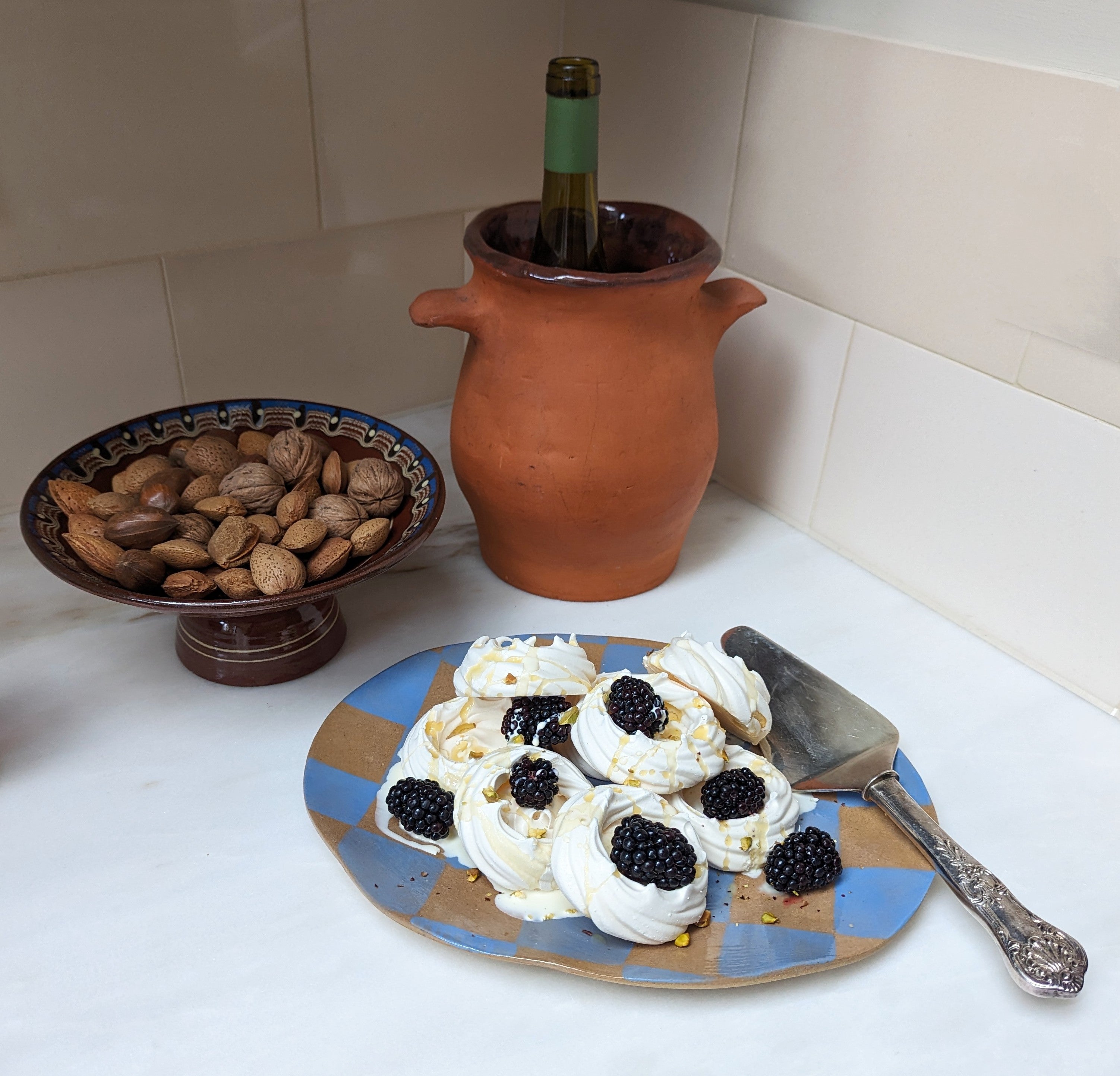 Baby Blue Oval Check Serving Platter