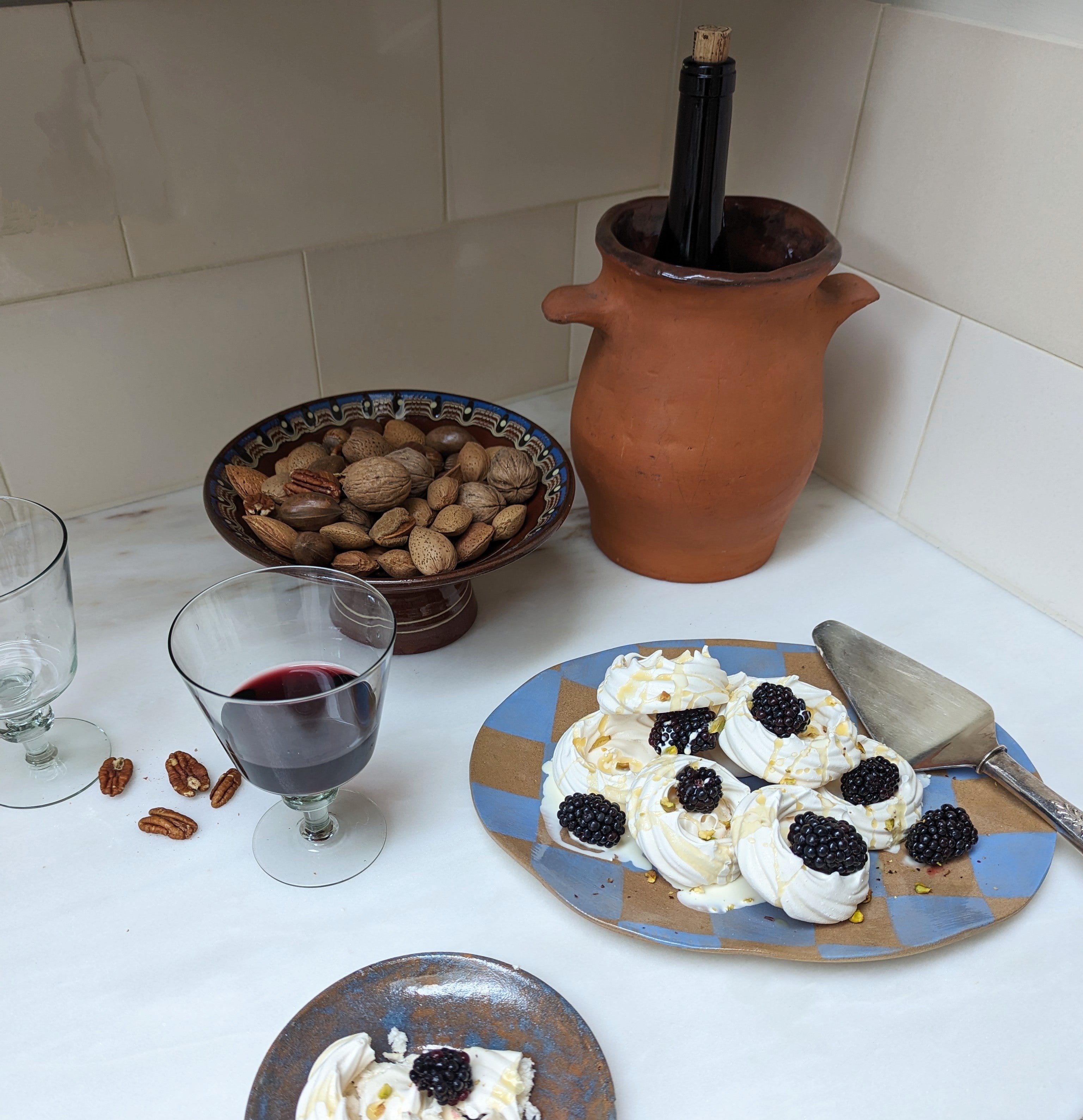 Baby Blue Oval Check Serving Platter