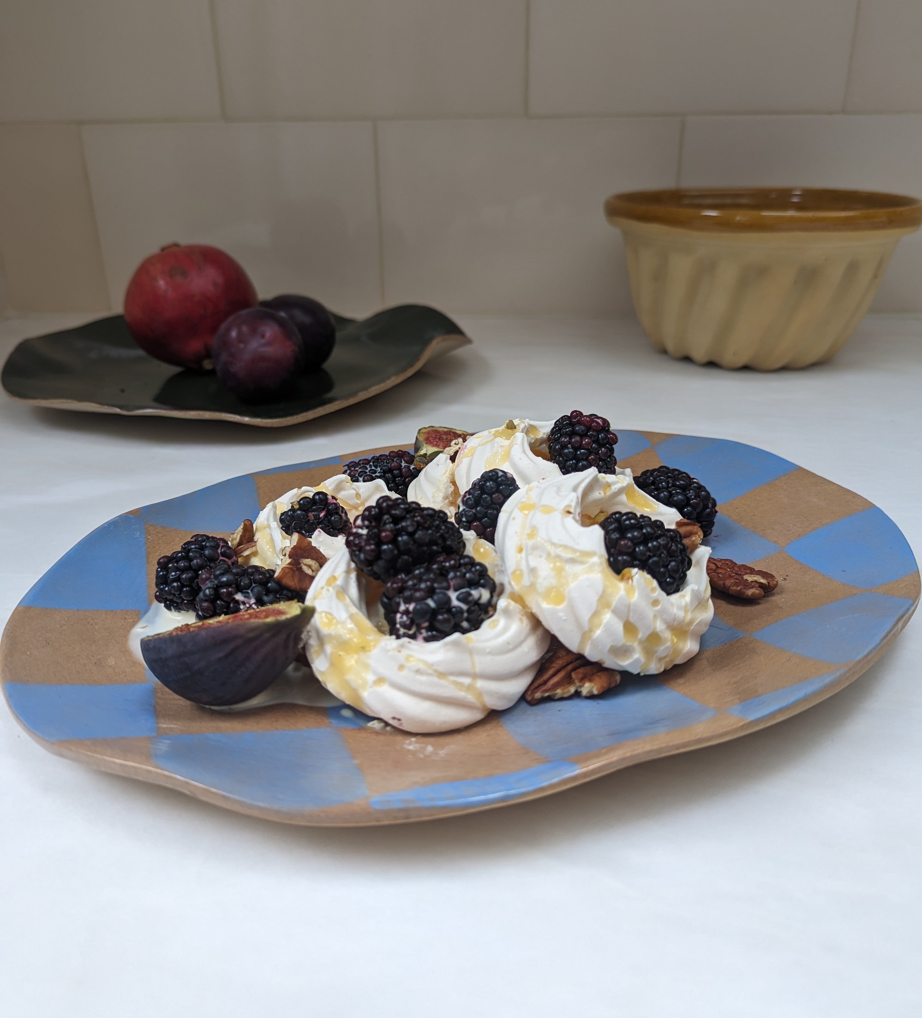 Baby Blue Oval Check Serving Platter