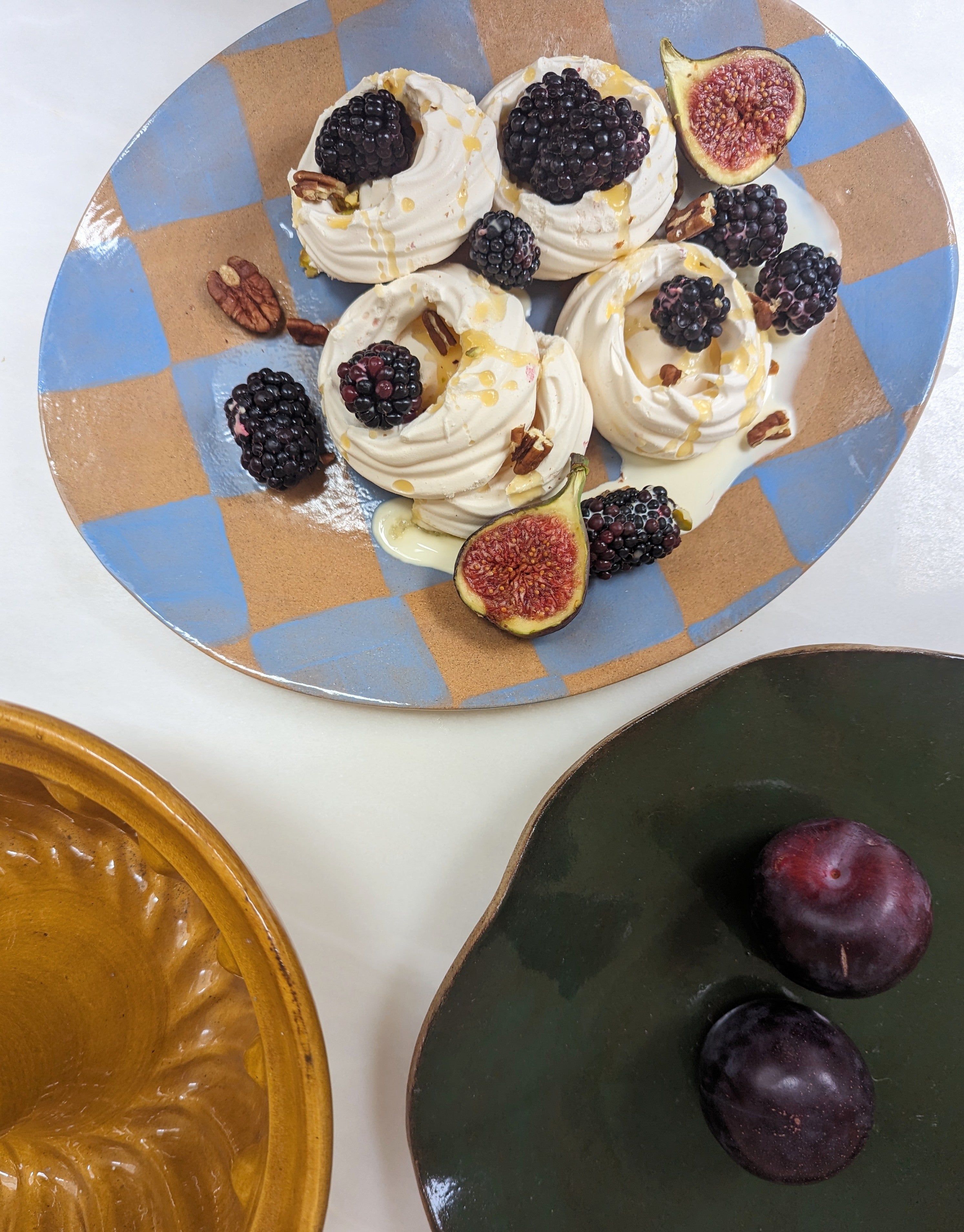 Baby Blue Oval Check Serving Platter