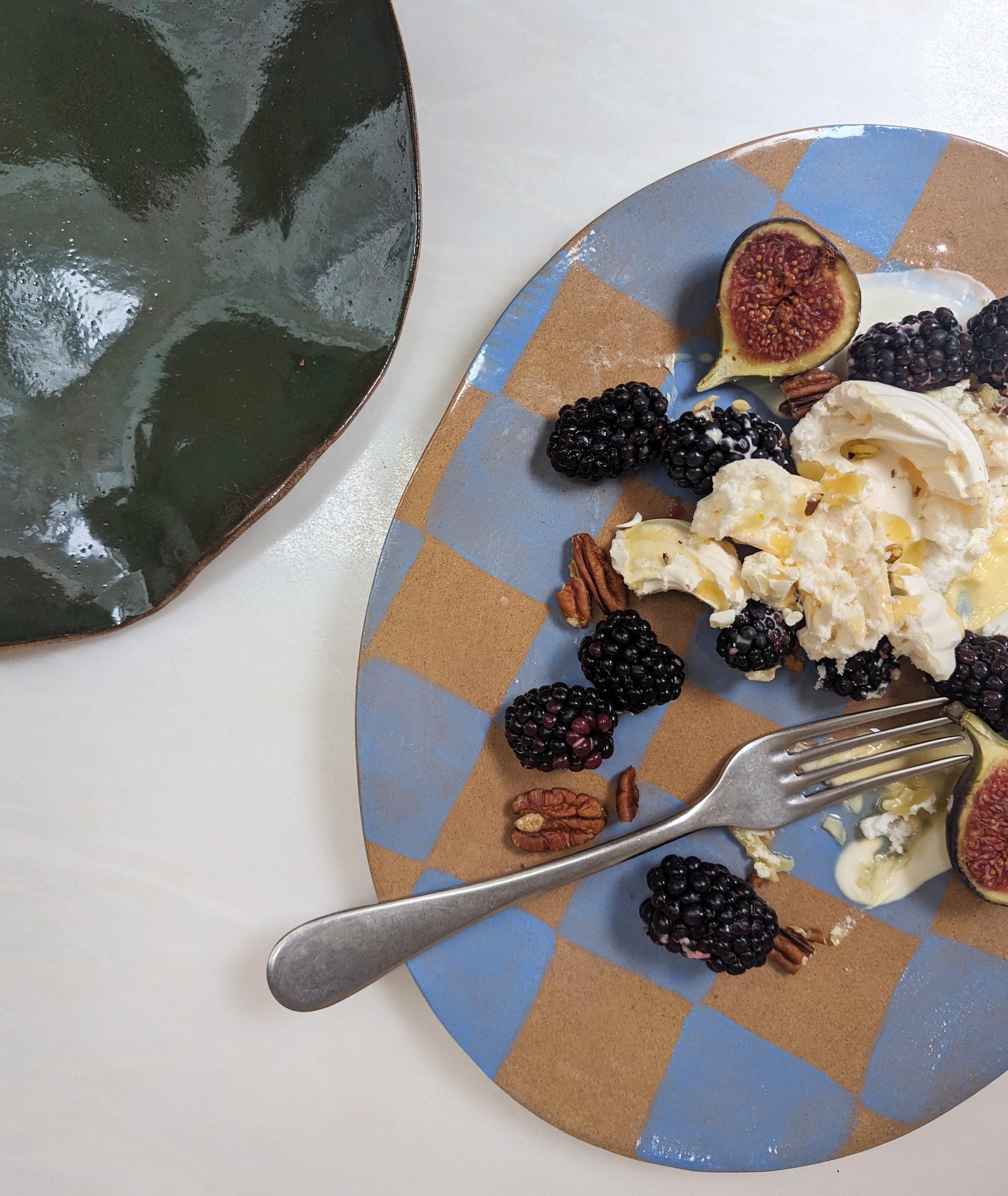 Baby Blue Oval Check Serving Platter