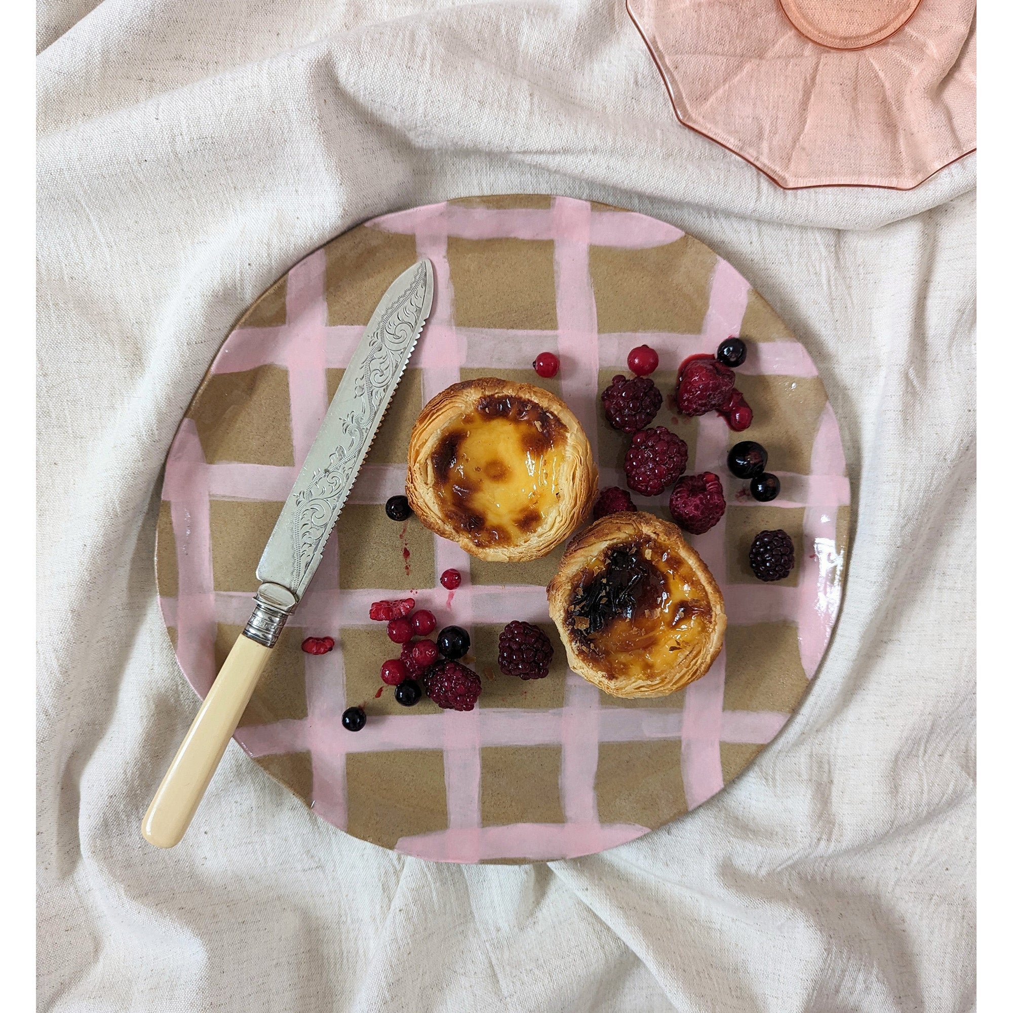 Pink Gingham Serving Platter