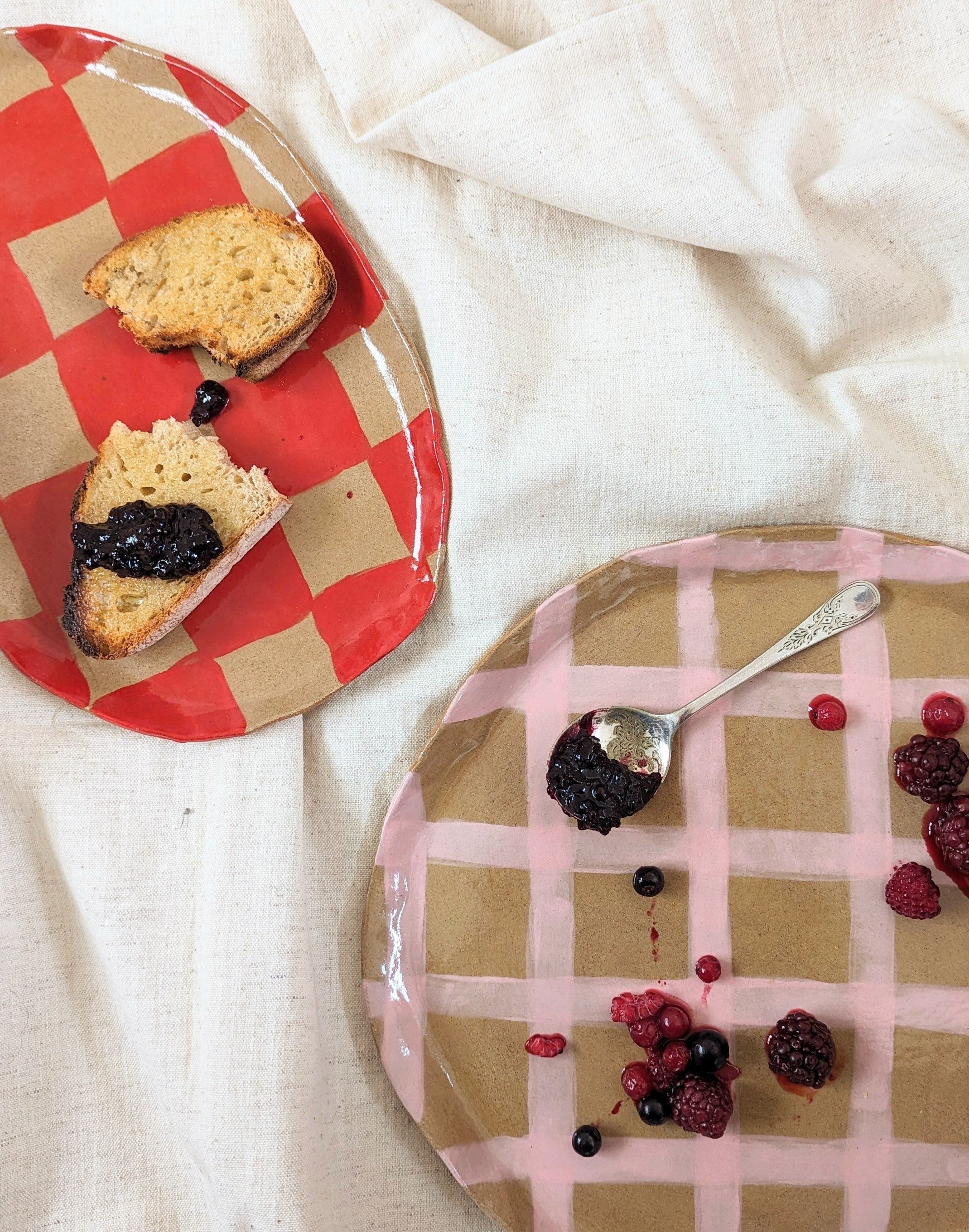 Pink Gingham Serving Platter