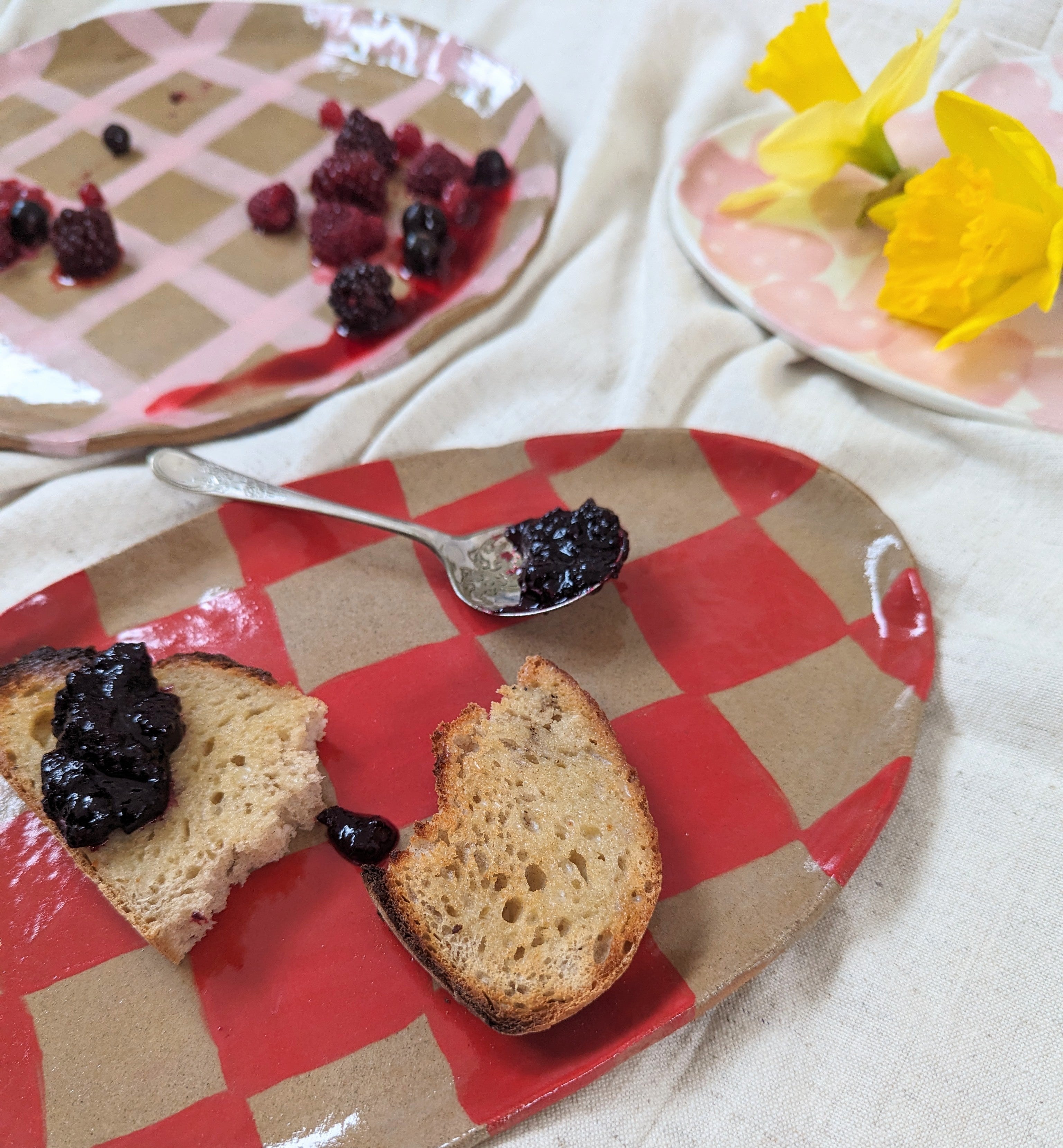 Pink Gingham Serving Platter