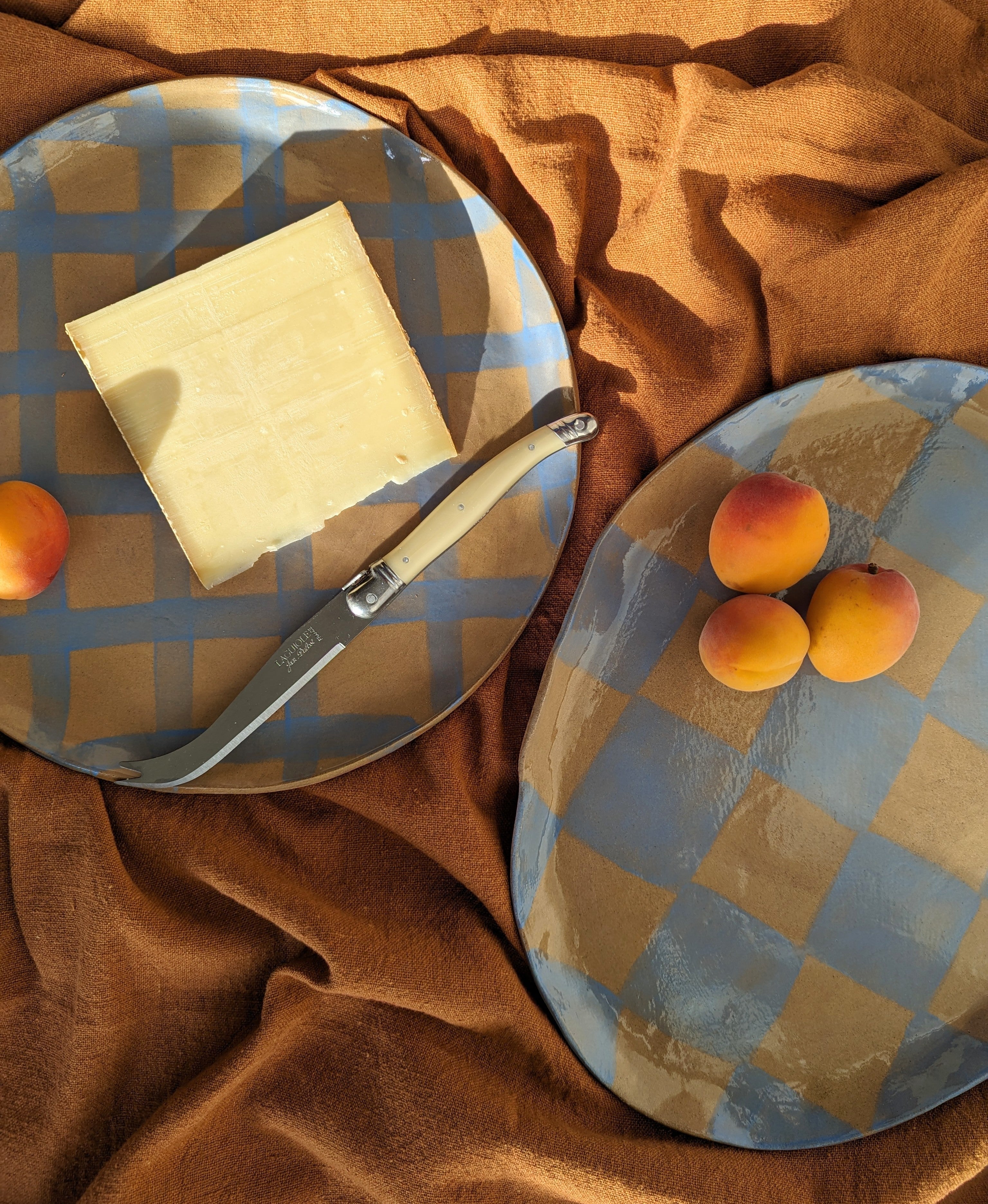 Baby Blue Oval Check Serving Platter