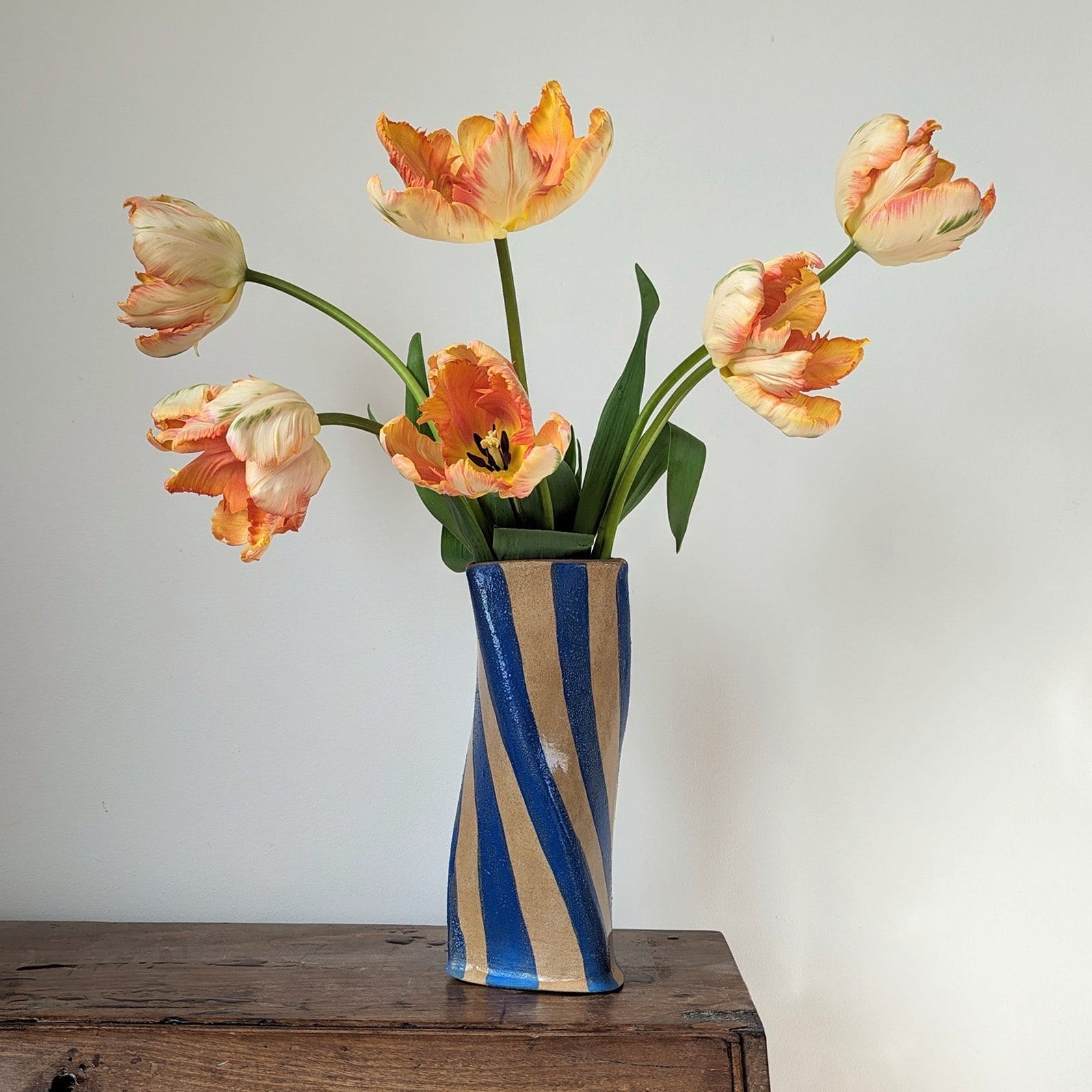 Blue Stripe Twist Vase