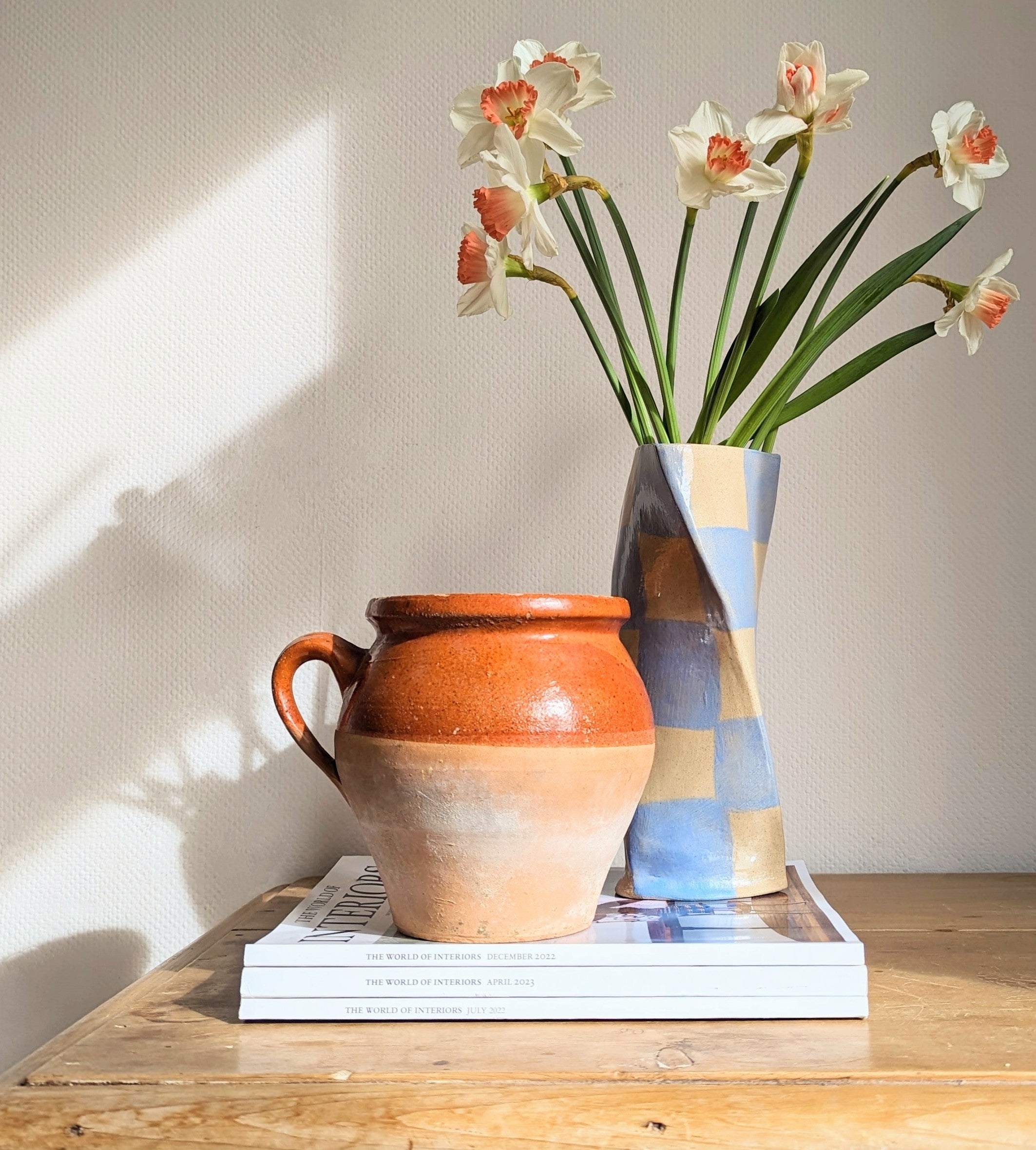 Baby Blue Check Twist Vase