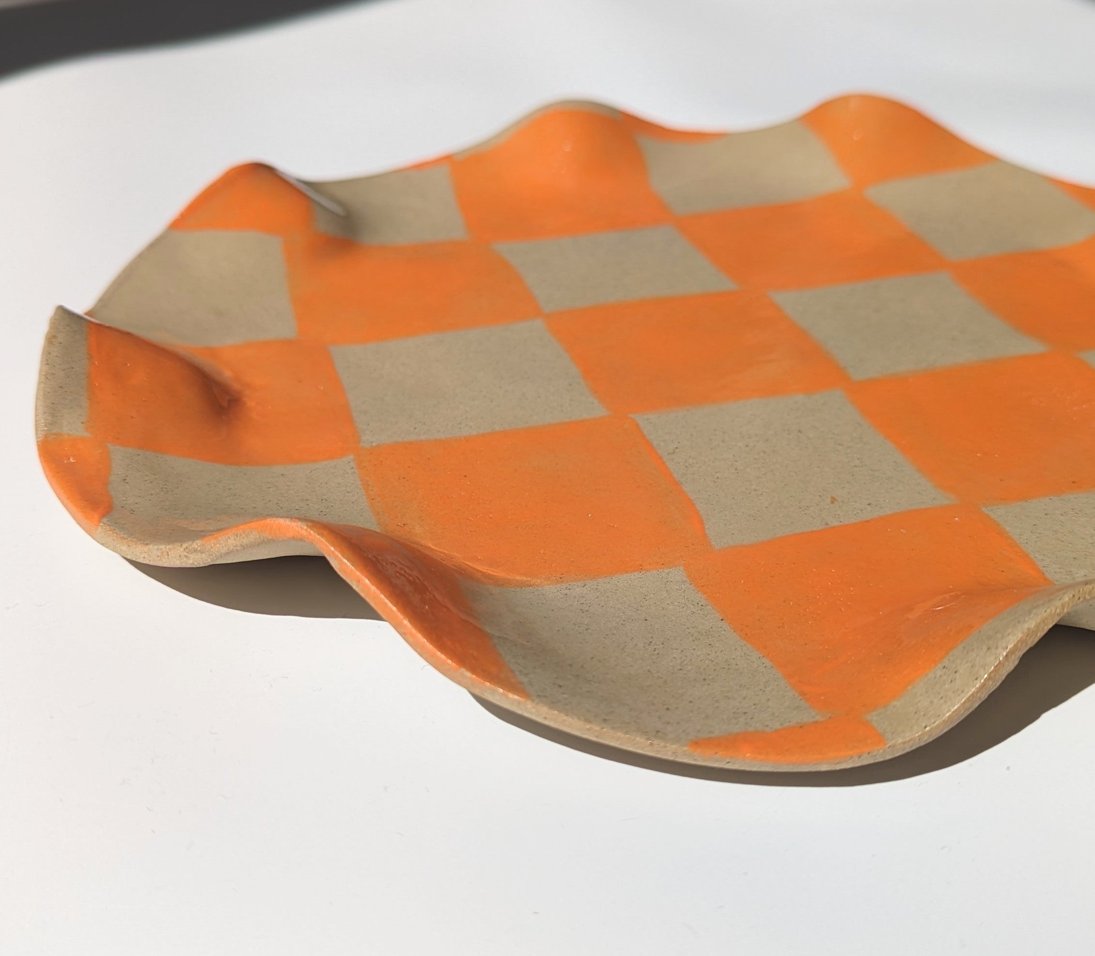 Orange Wavy Check Serving Platter