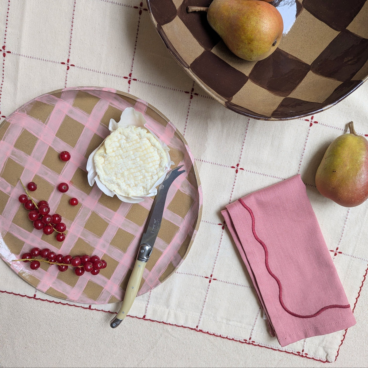 Pink Gingham Serving Platter