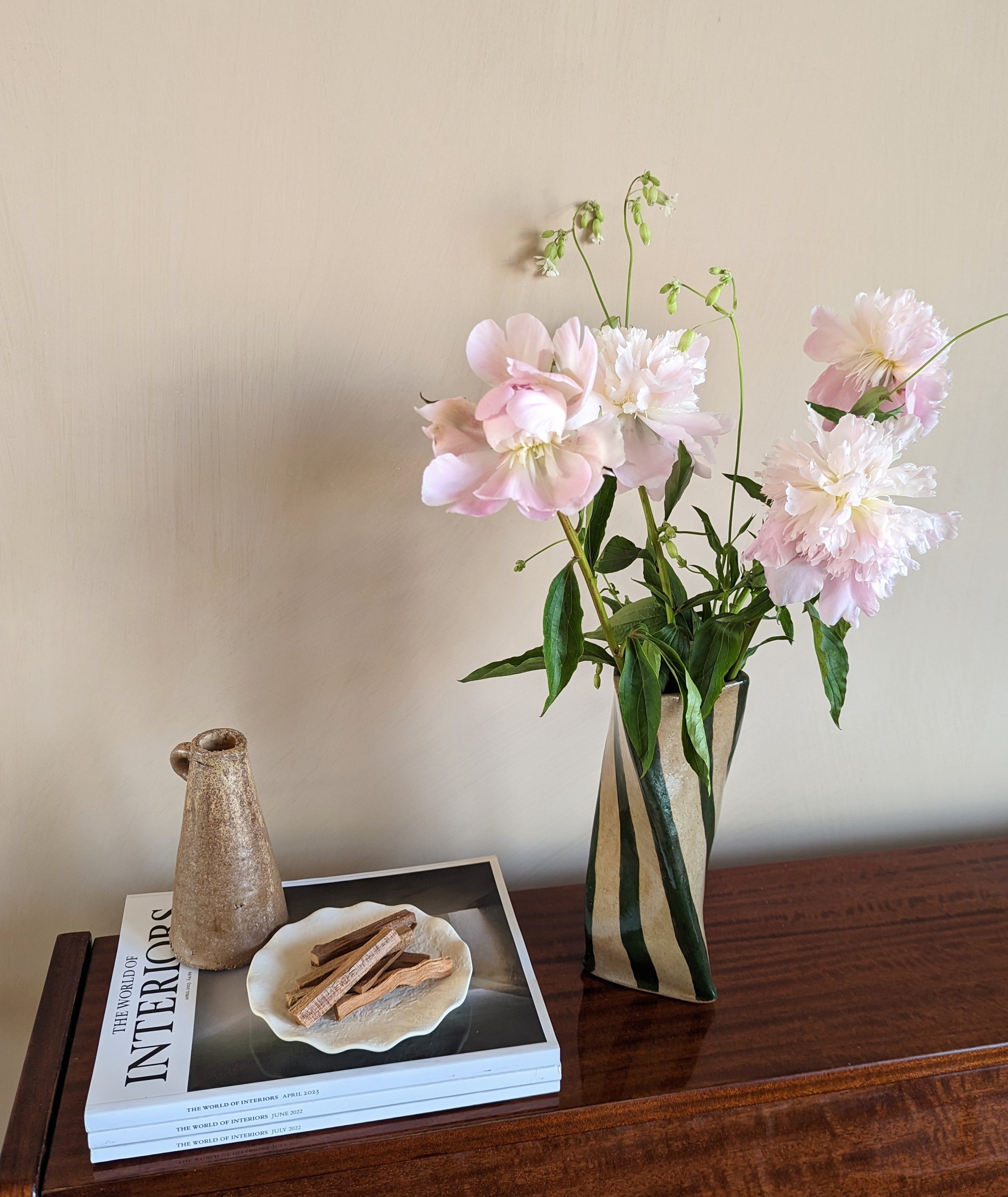 Green Stripe Twist Vase