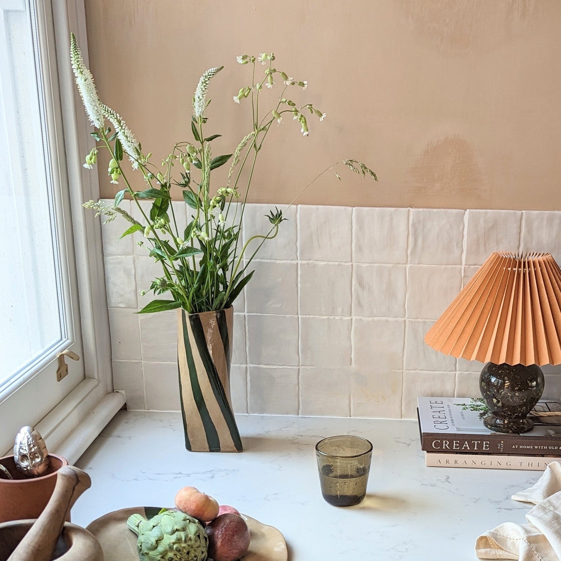 Green Stripe Twist Vase