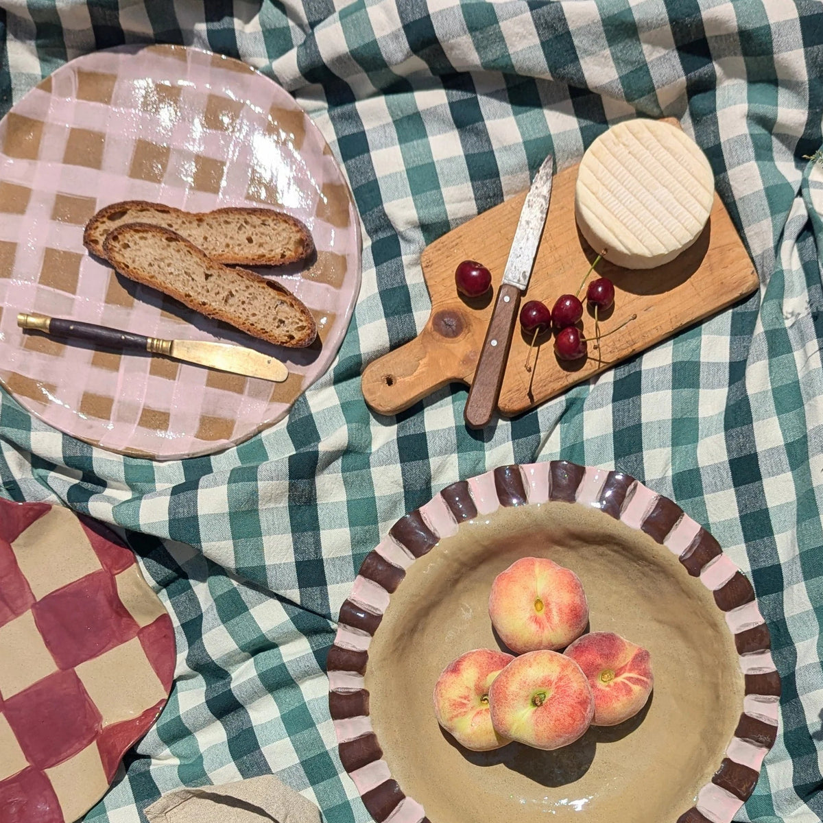 Pink Gingham Serving Platter