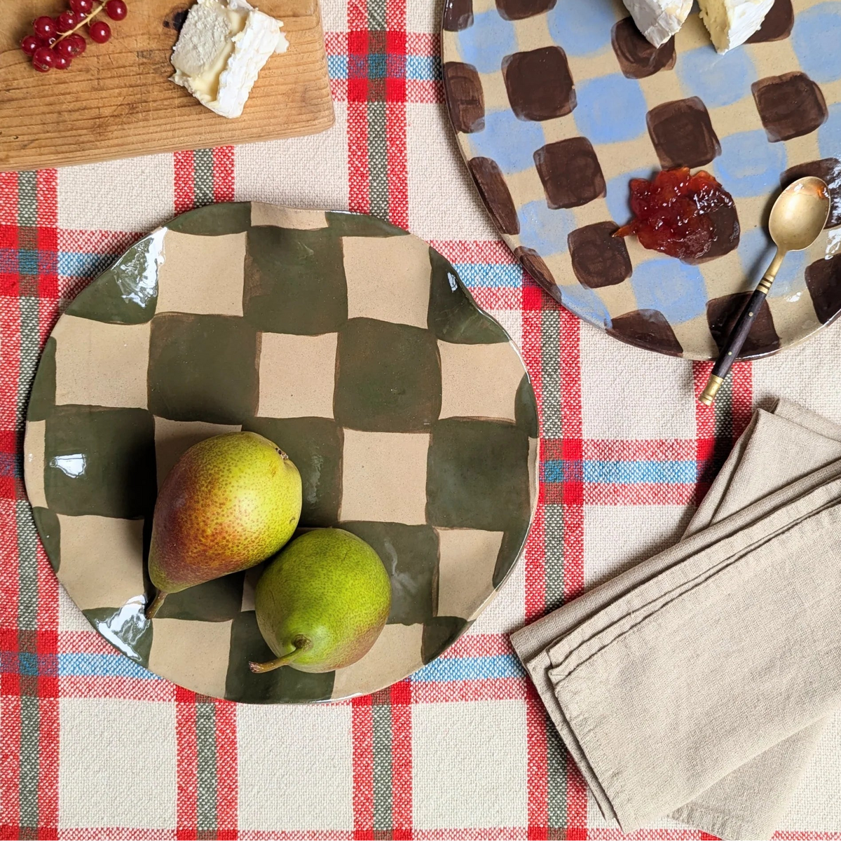 Olive Wavy Check Platter