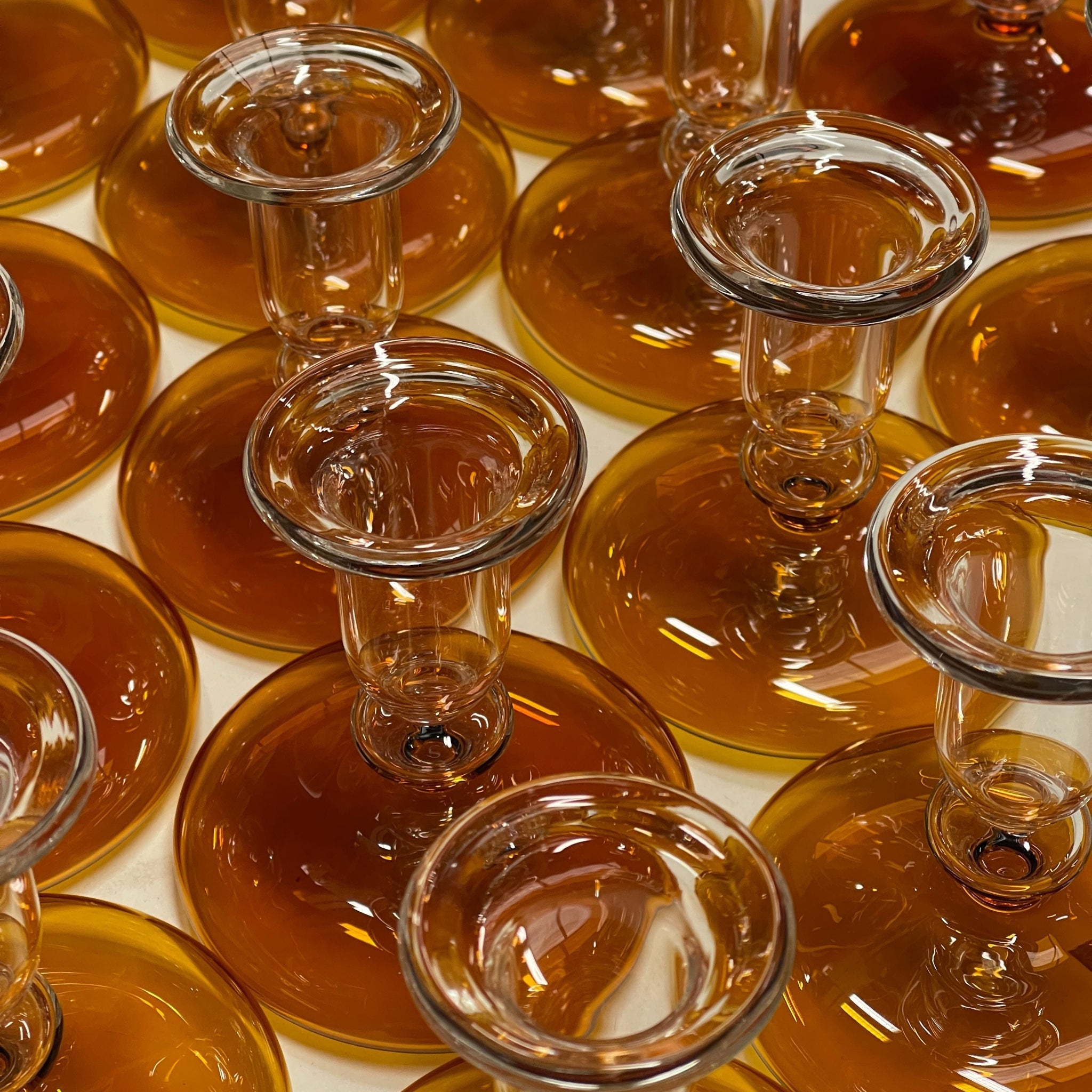Pebble Glass Candlestick | Amber