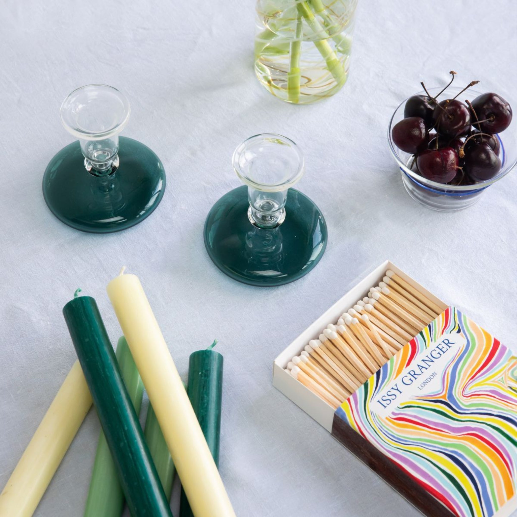 Pebble Glass Candlestick | Teal