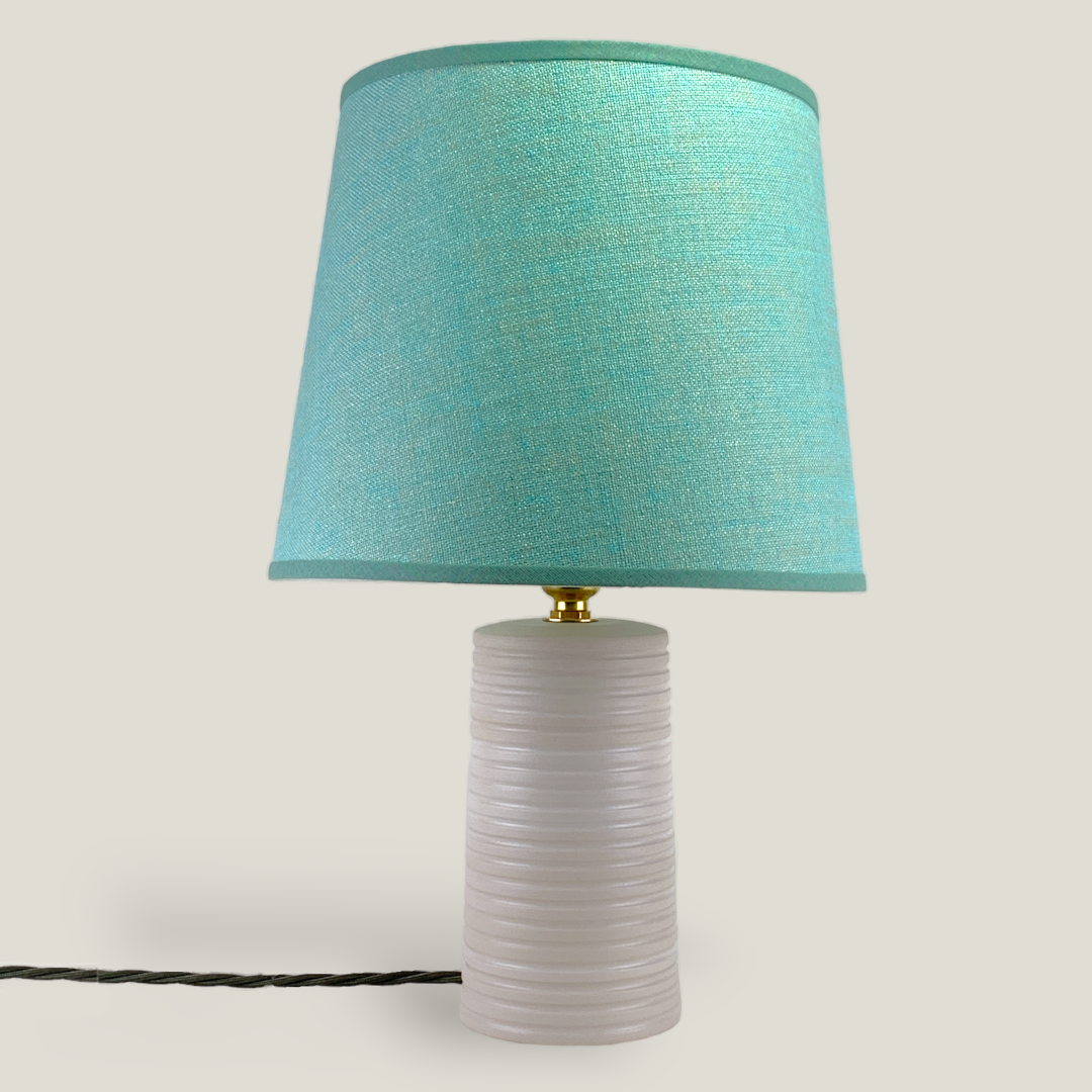 White Ridged Small Tapered Lamp