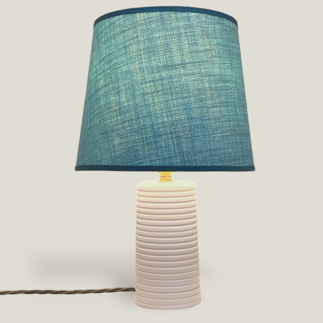 White Ridged Small Tapered Lamp