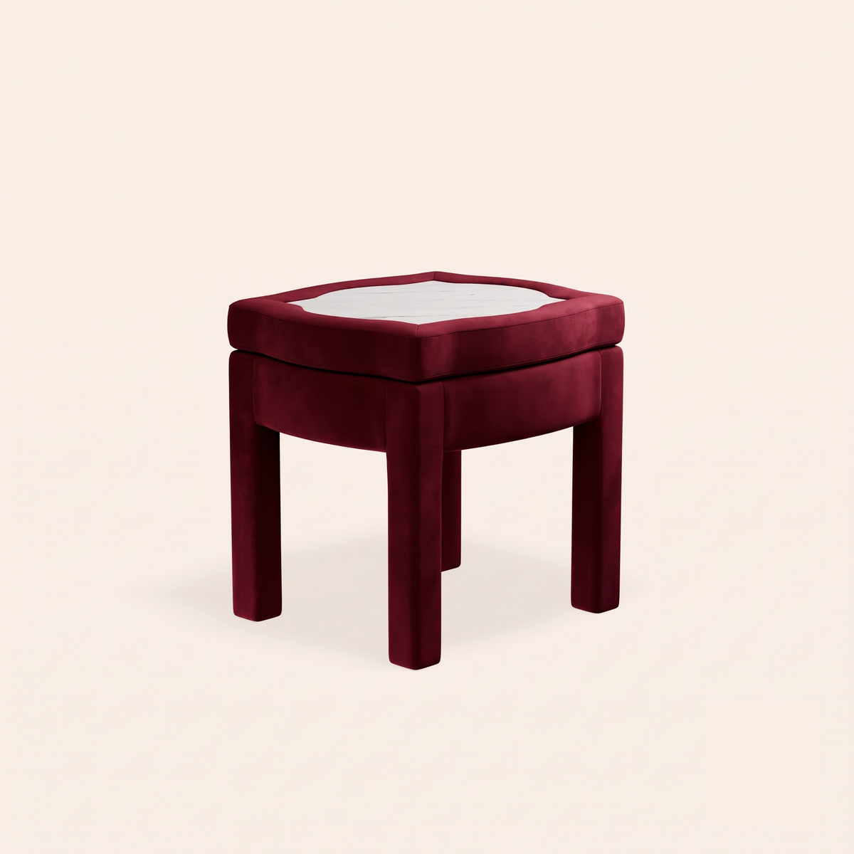 Piero Footstool, Burgundy Velvet
