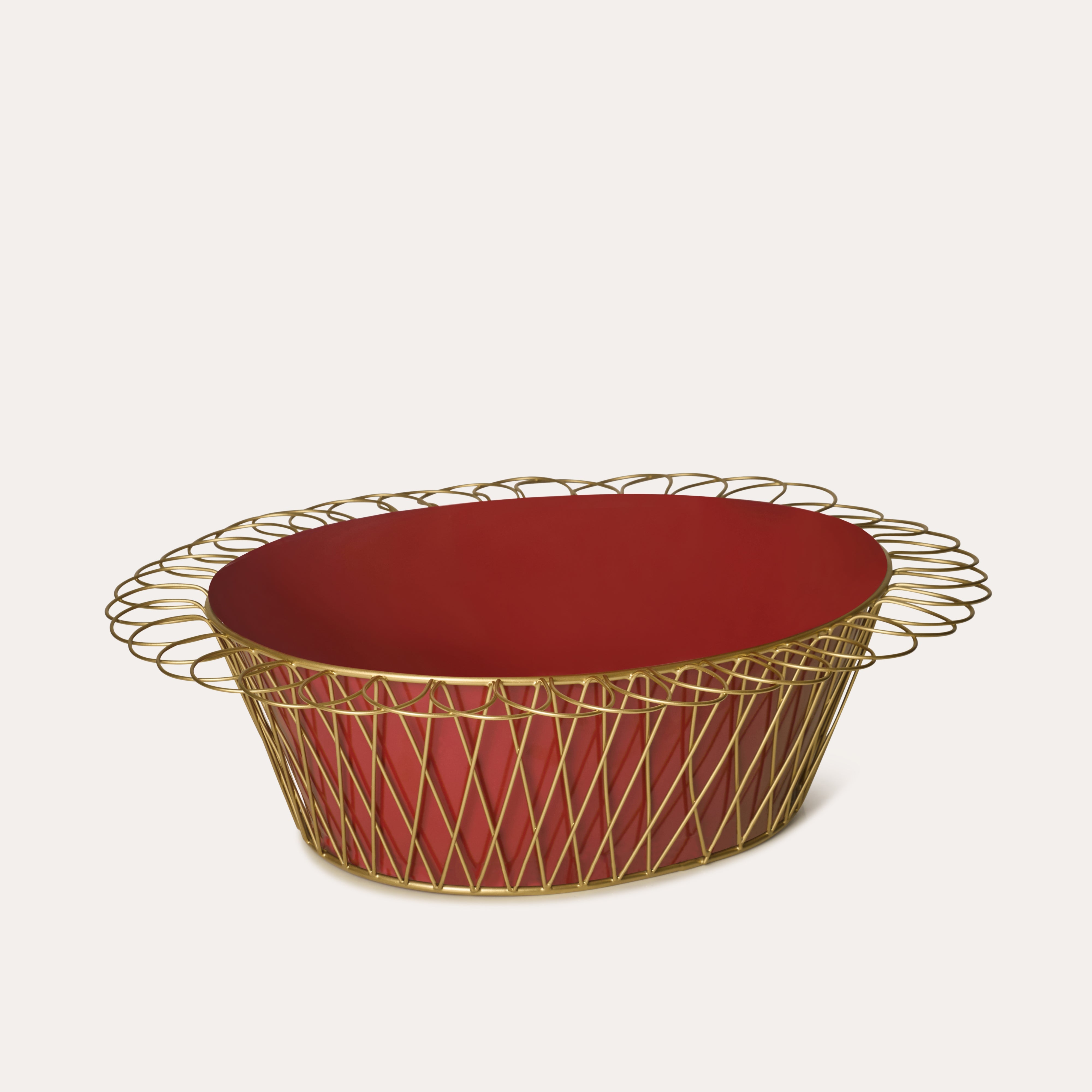 Wire Basket Planter | Cherry Red & Gold