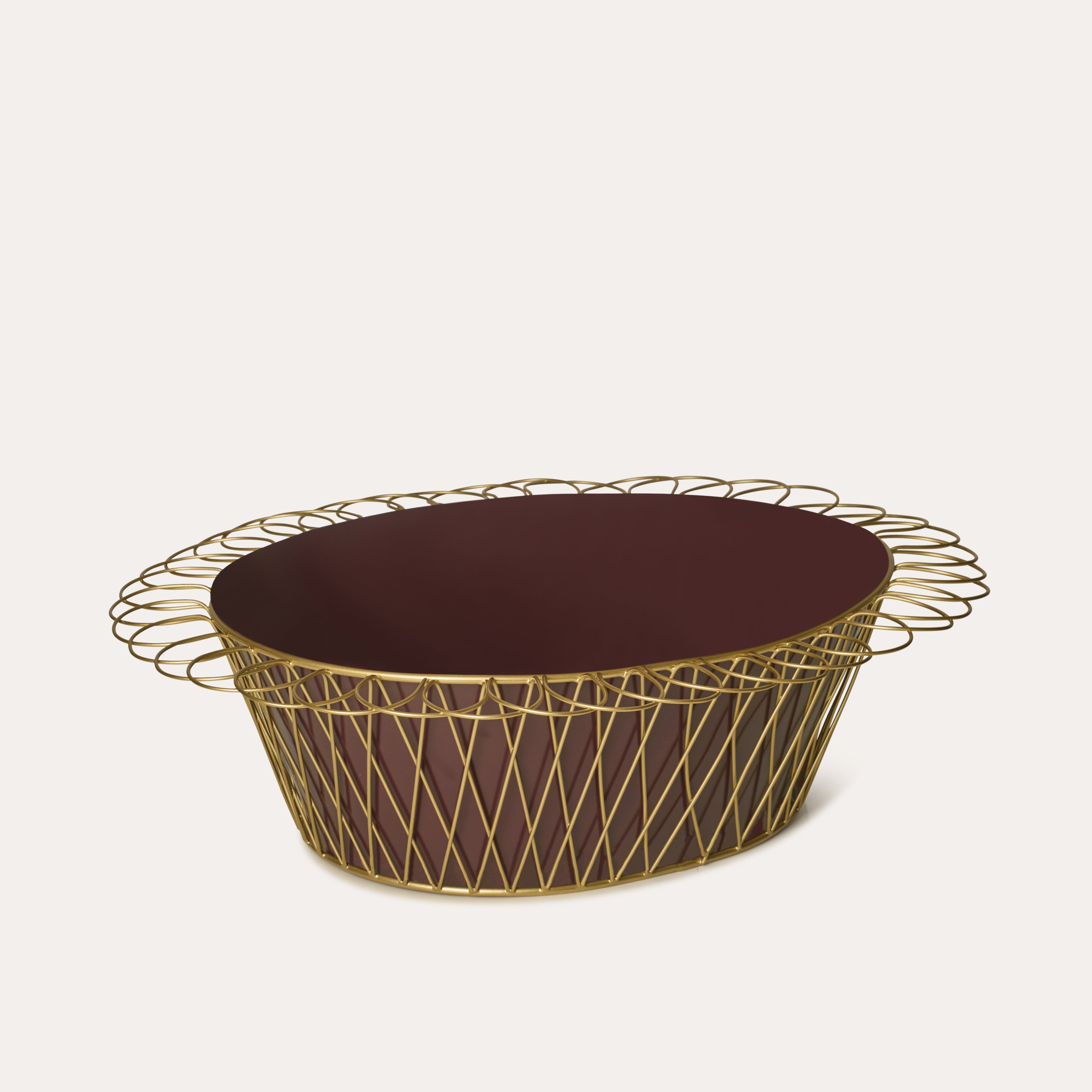 Wire basket Planter | Aubergine & Gold