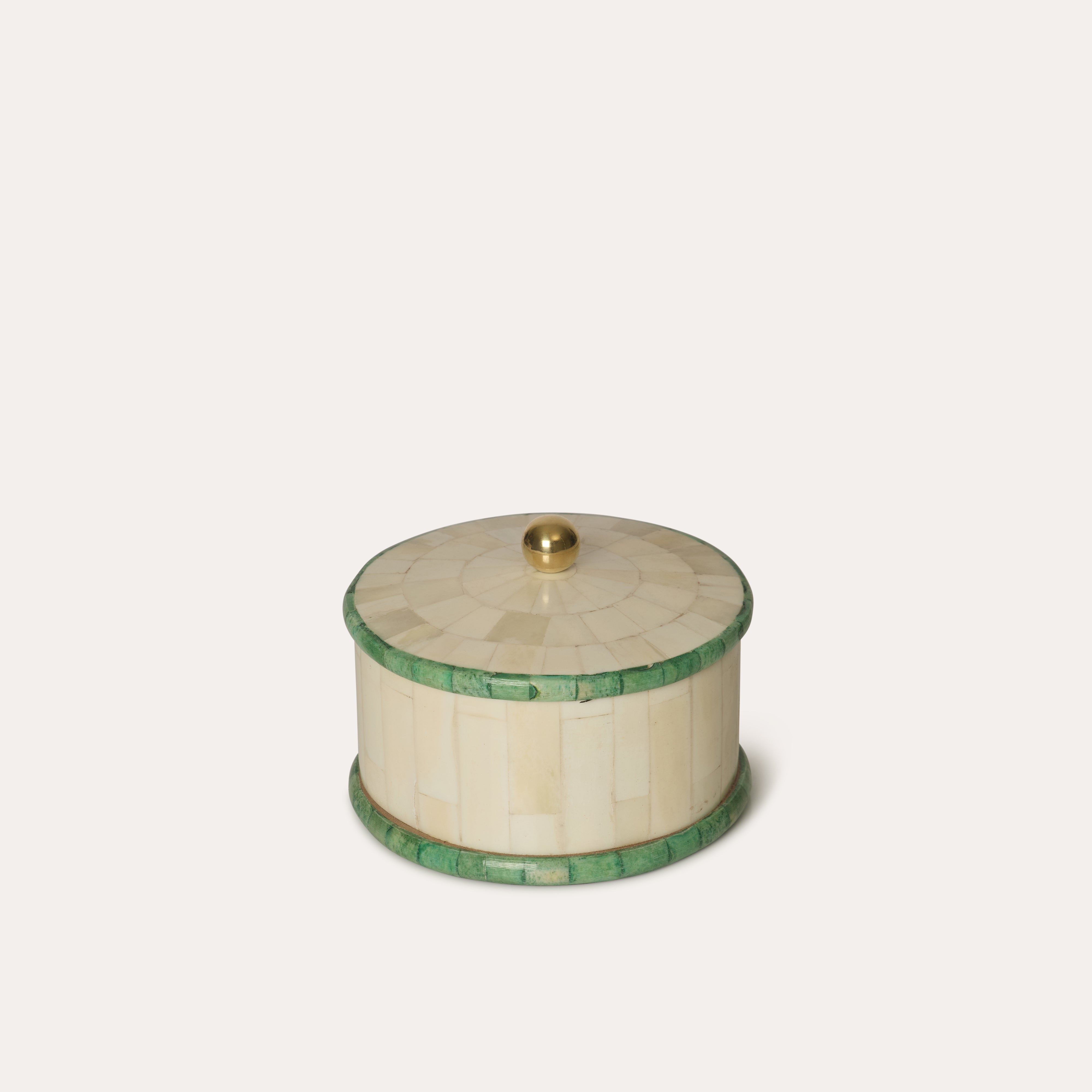 Round Bone Inlay Box | Green & White