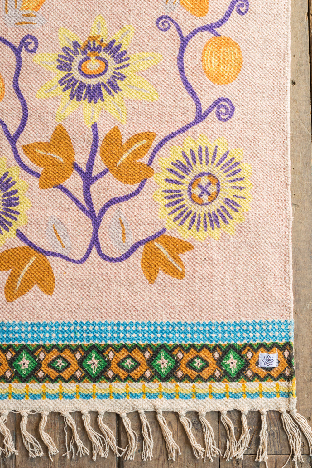 Pink Passion Flower 100% Recycled Motif Rug