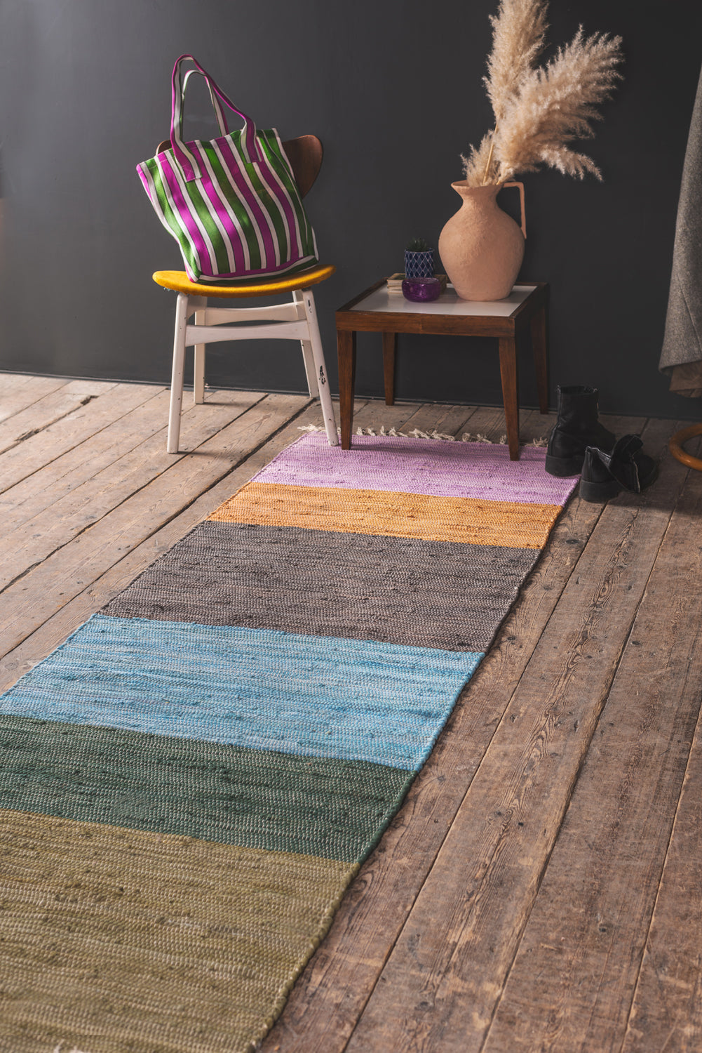 Earth Tones Striped Recycled Runner Rug