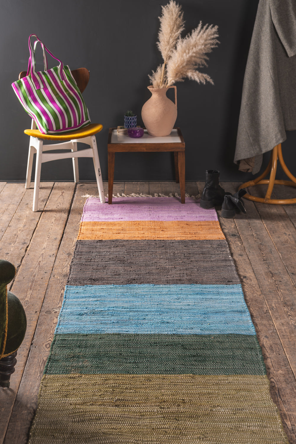 Earth Tones Striped Recycled Runner Rug