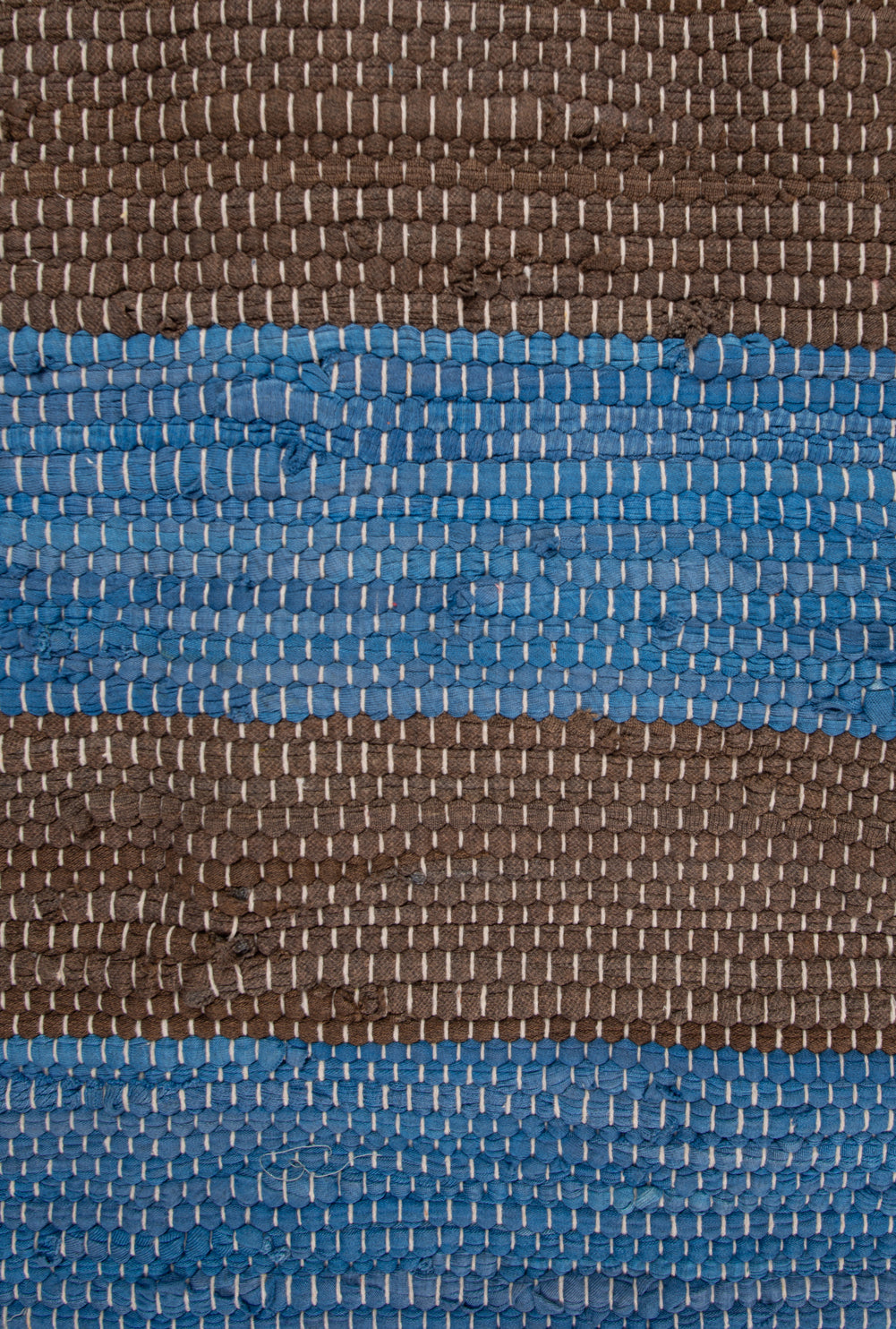 Blue & Brown Striped Small Recycled Rug