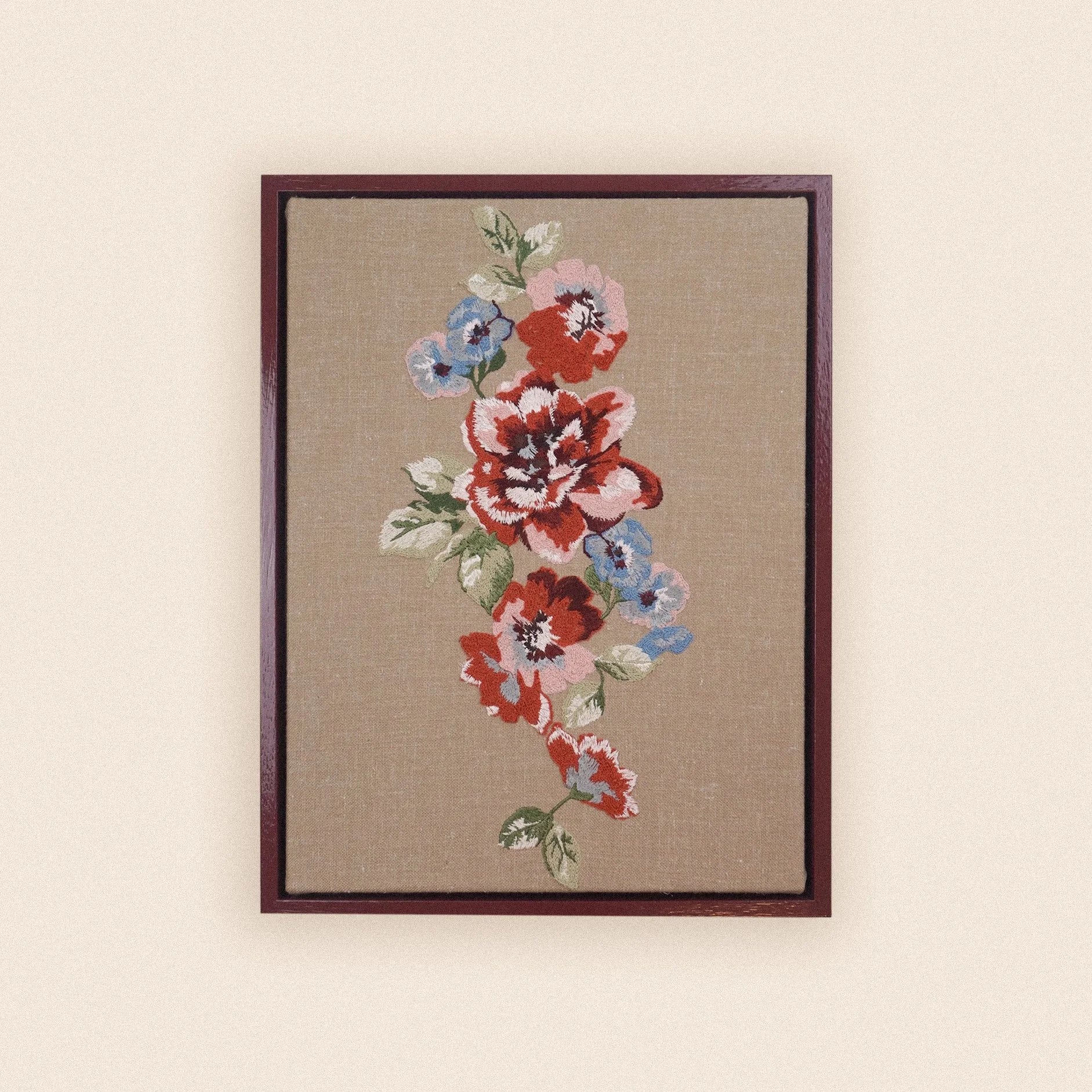 Rosa framed embroidered art canvas