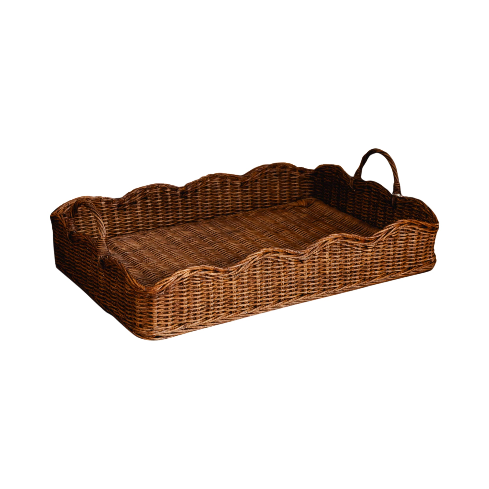 Rattan Scalloped Tray (Medium teak)