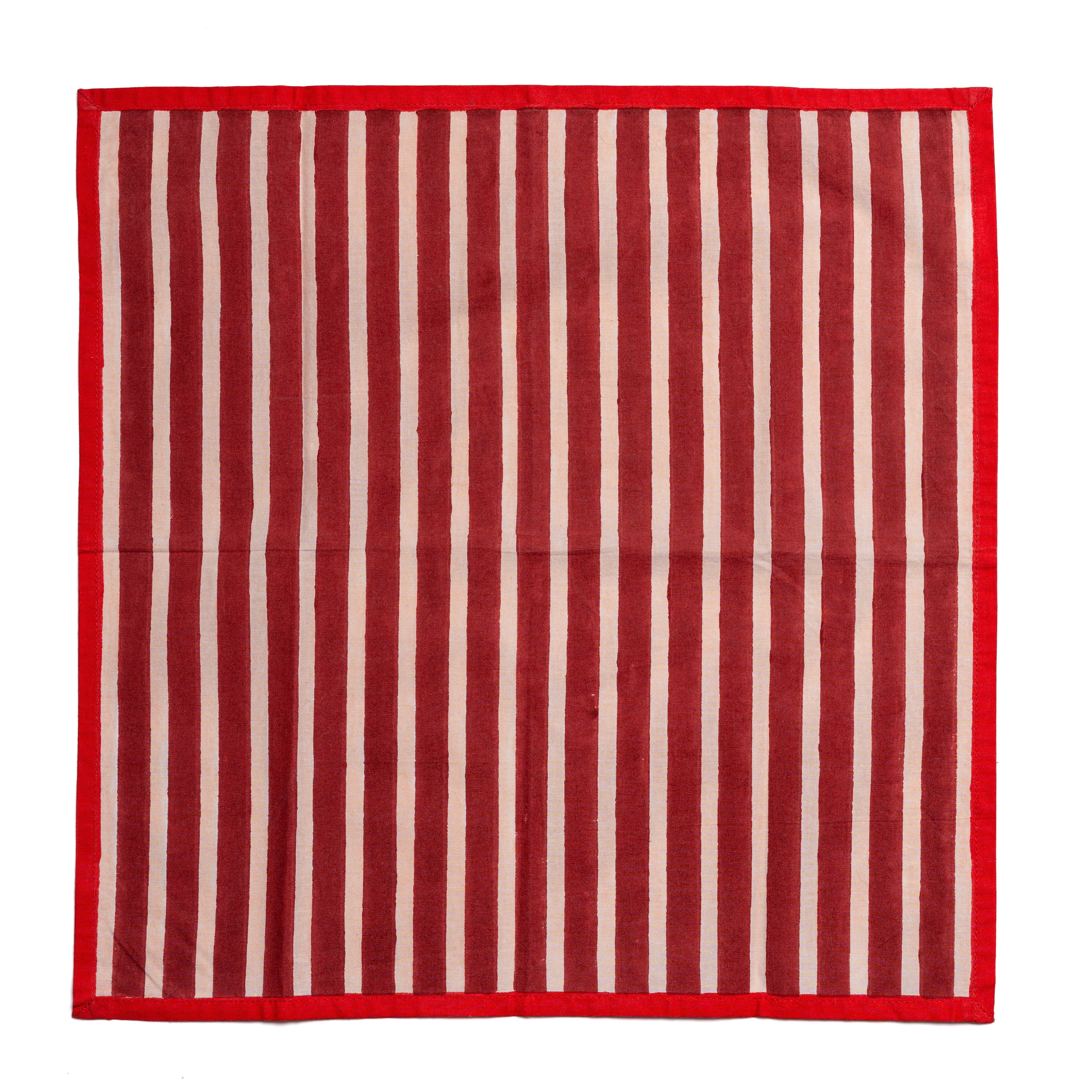 Block Stripe Napkins - Crimson Red / Blush