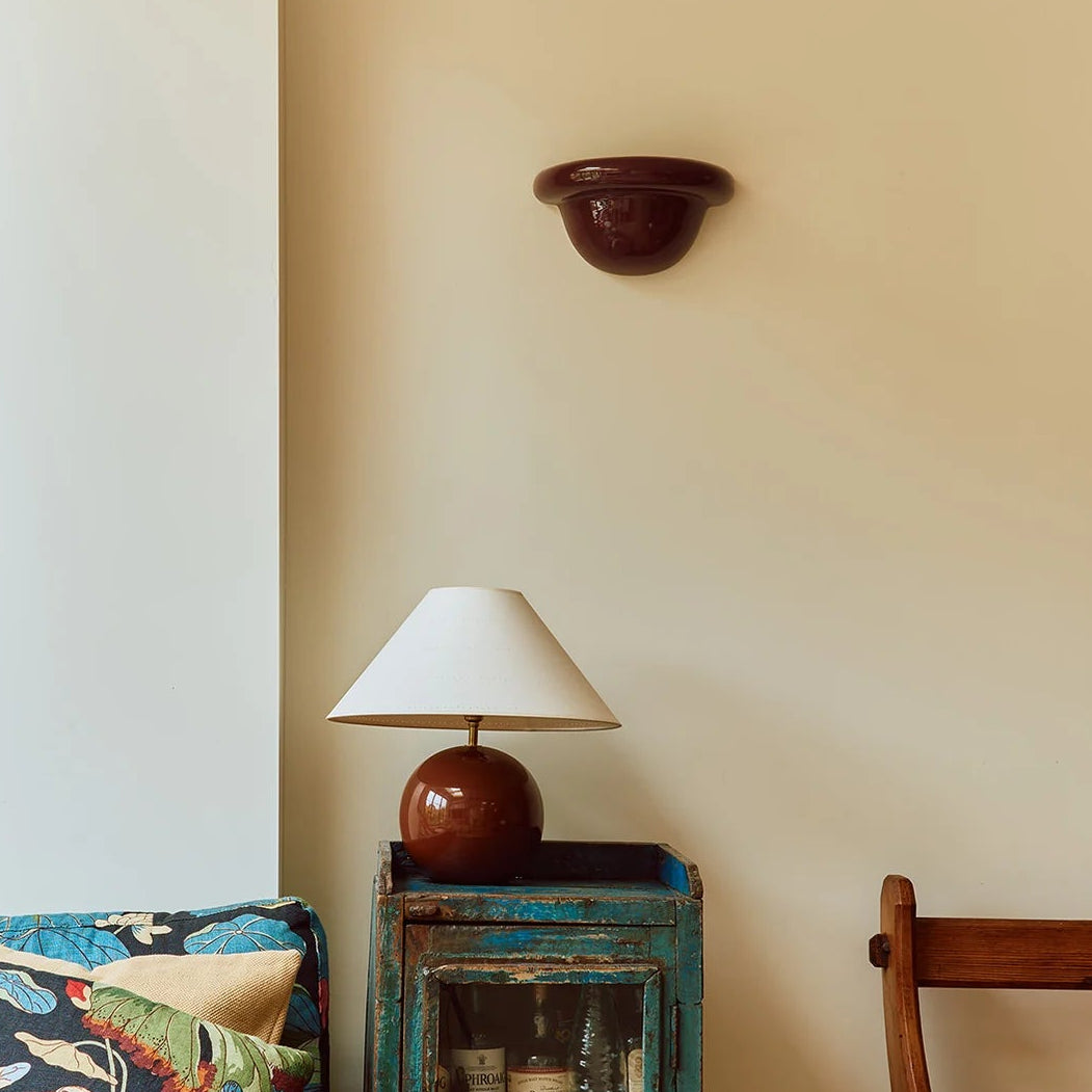 Redonda Uplight Ceramic Sconce Wall Light, Burgundy
