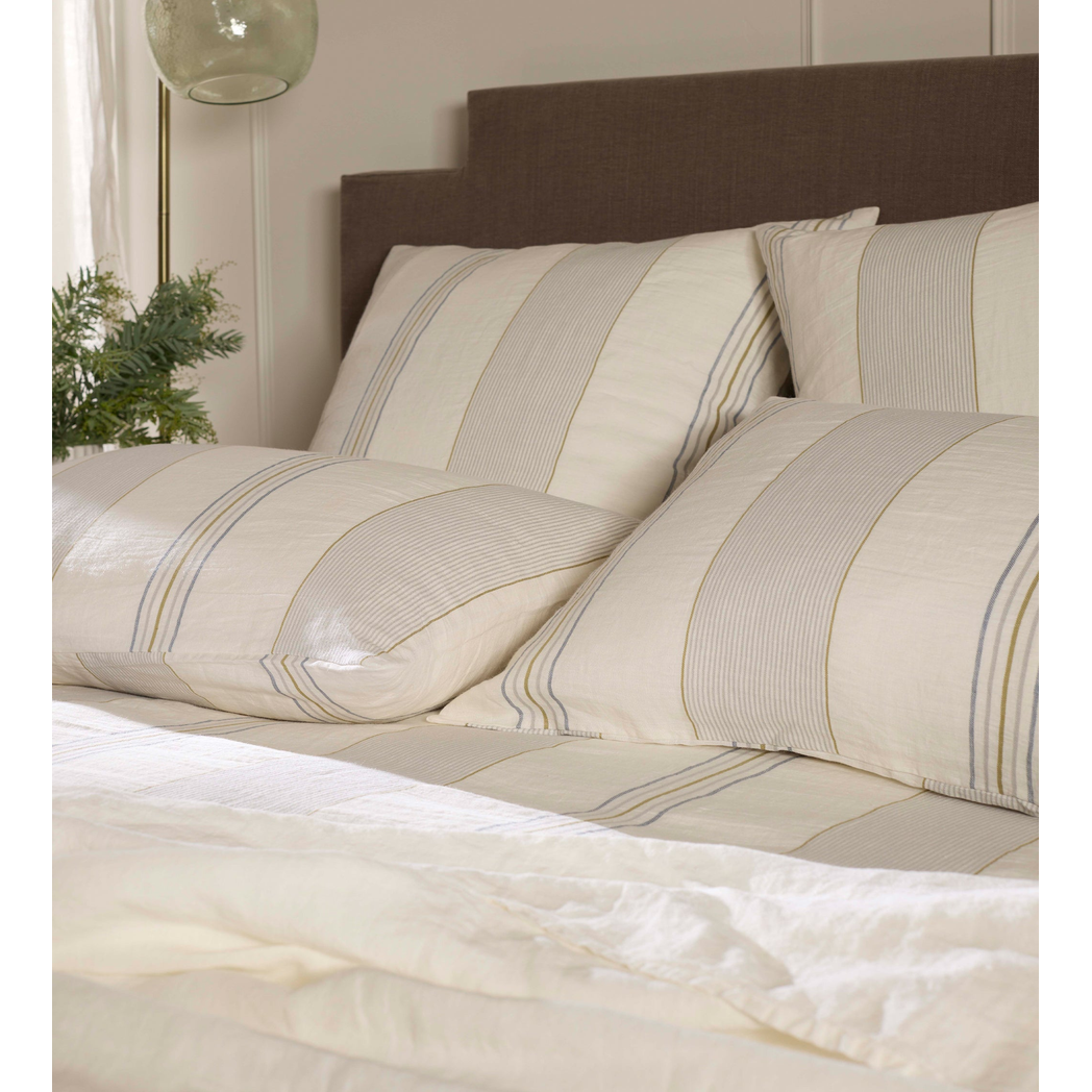 Cream Sophie Stripe 100% Linen Duvet Cover