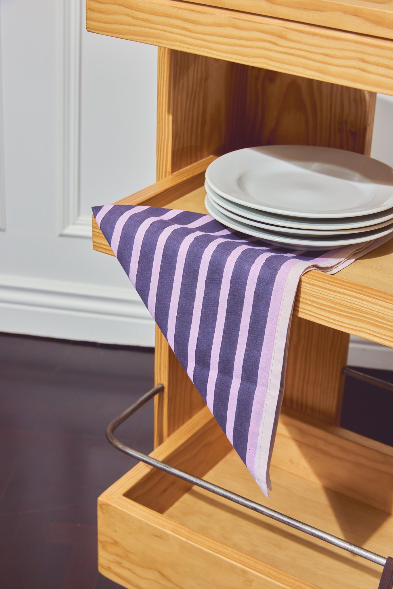 Block Stripe Napkins - Aubergine / Mauve