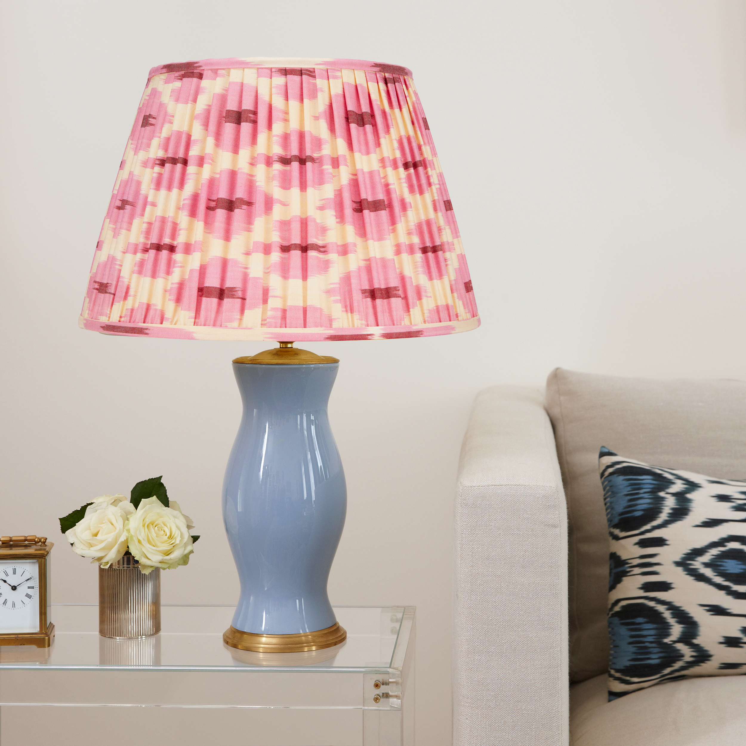 PINK AND CREAM IKAT LAMPSHADE LAMPSHADE