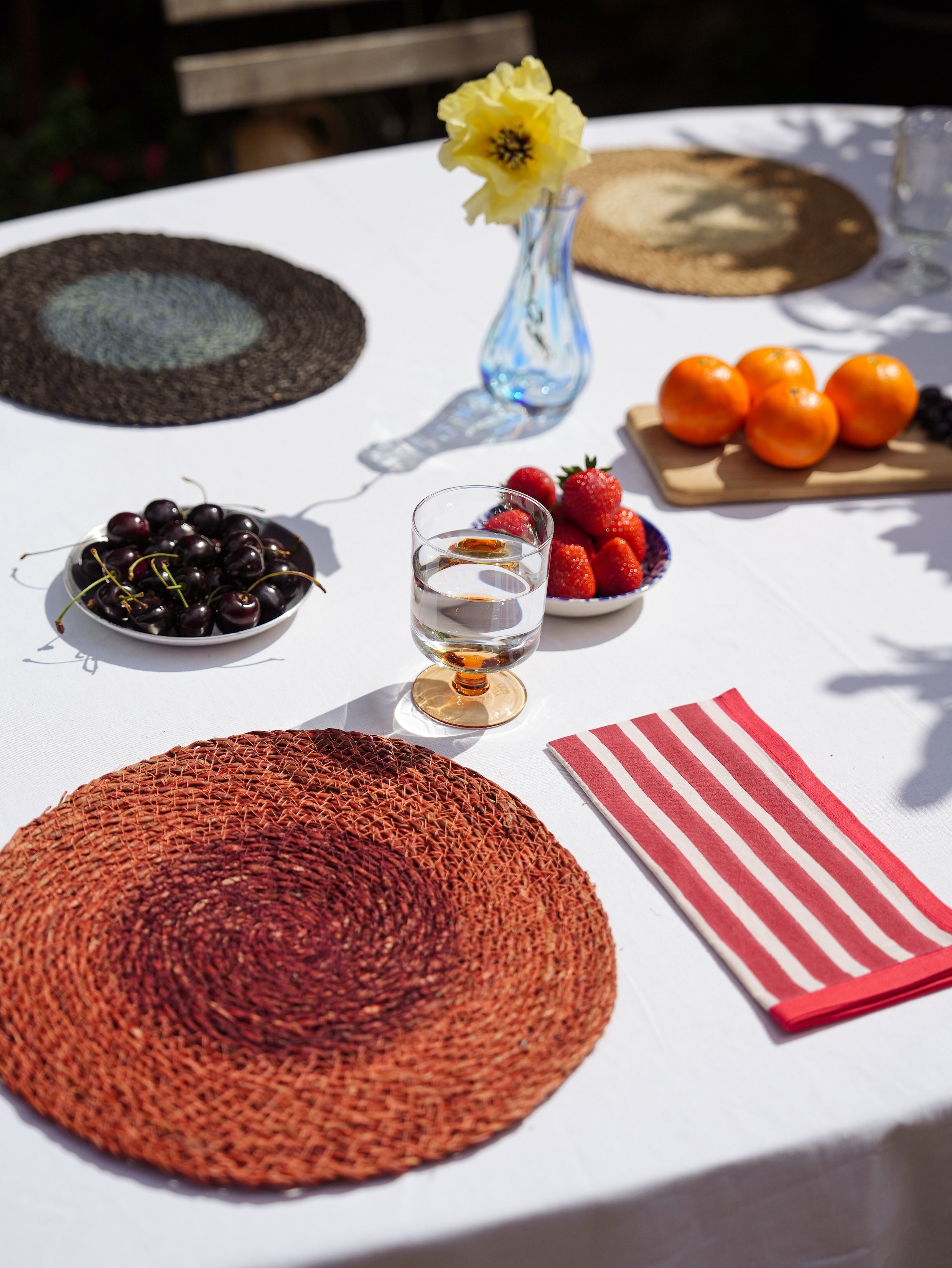 Block Stripe Napkins - Crimson Red / Blush